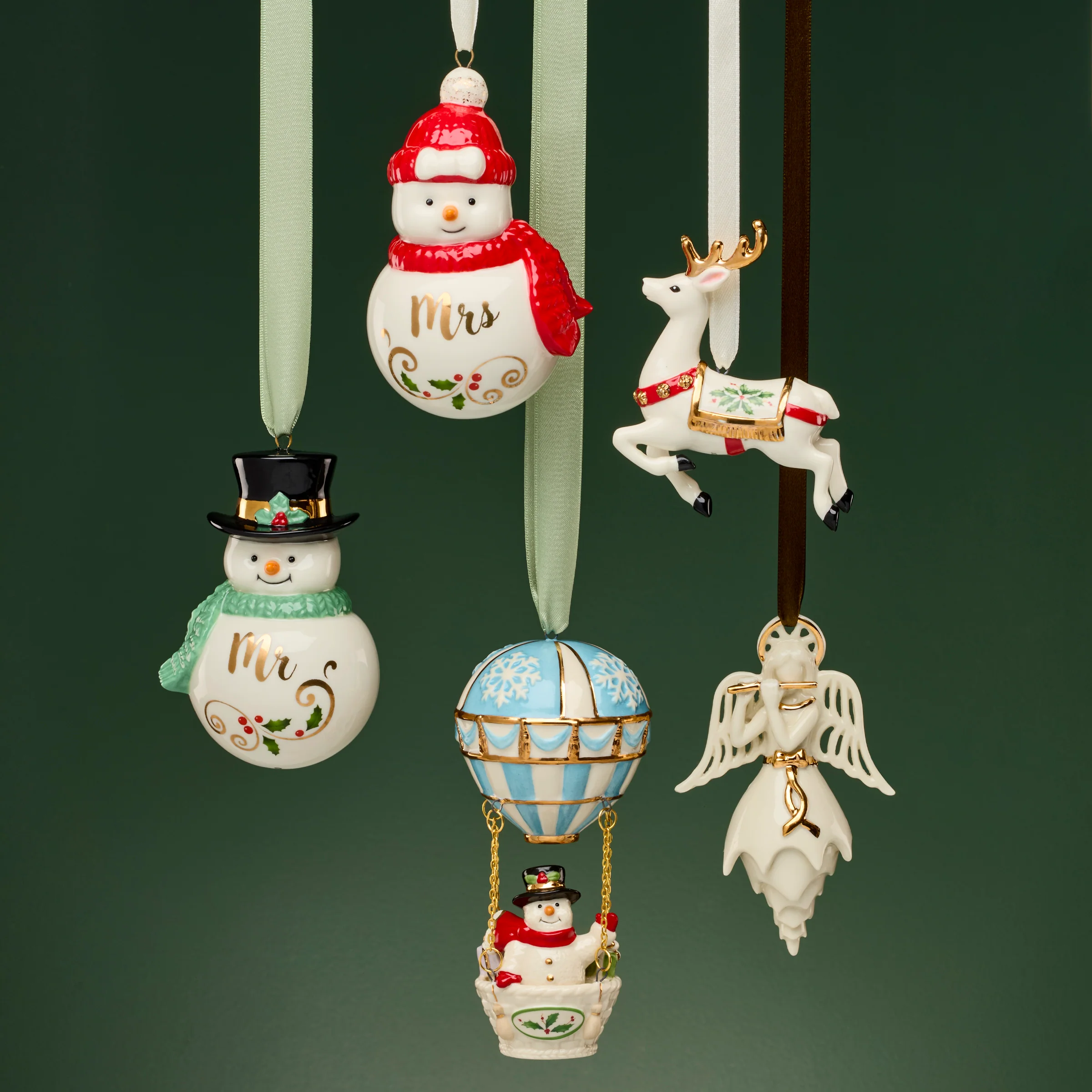 Snowman Hot Air Balloon Ornament - Image 2