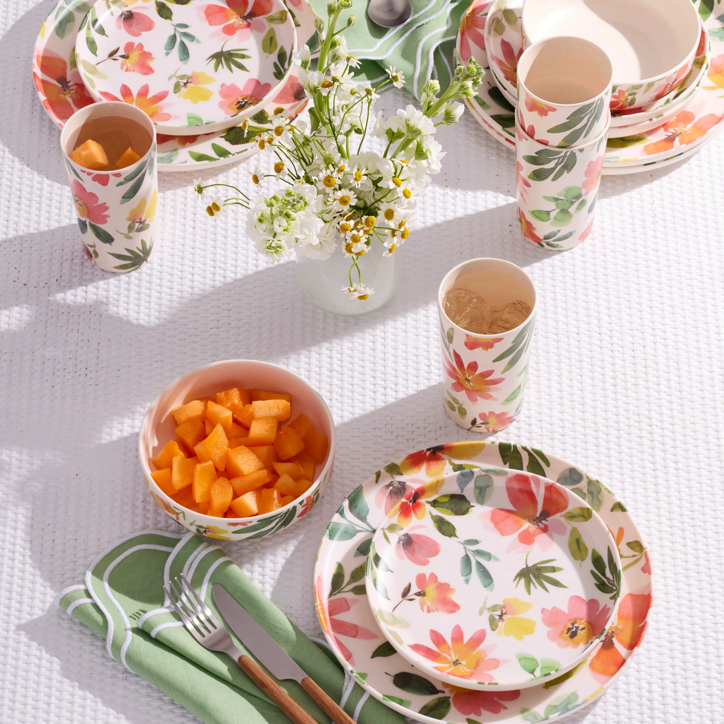 24 Seven Melamine Floral 12-Piece Dinnerware Set - Image 2