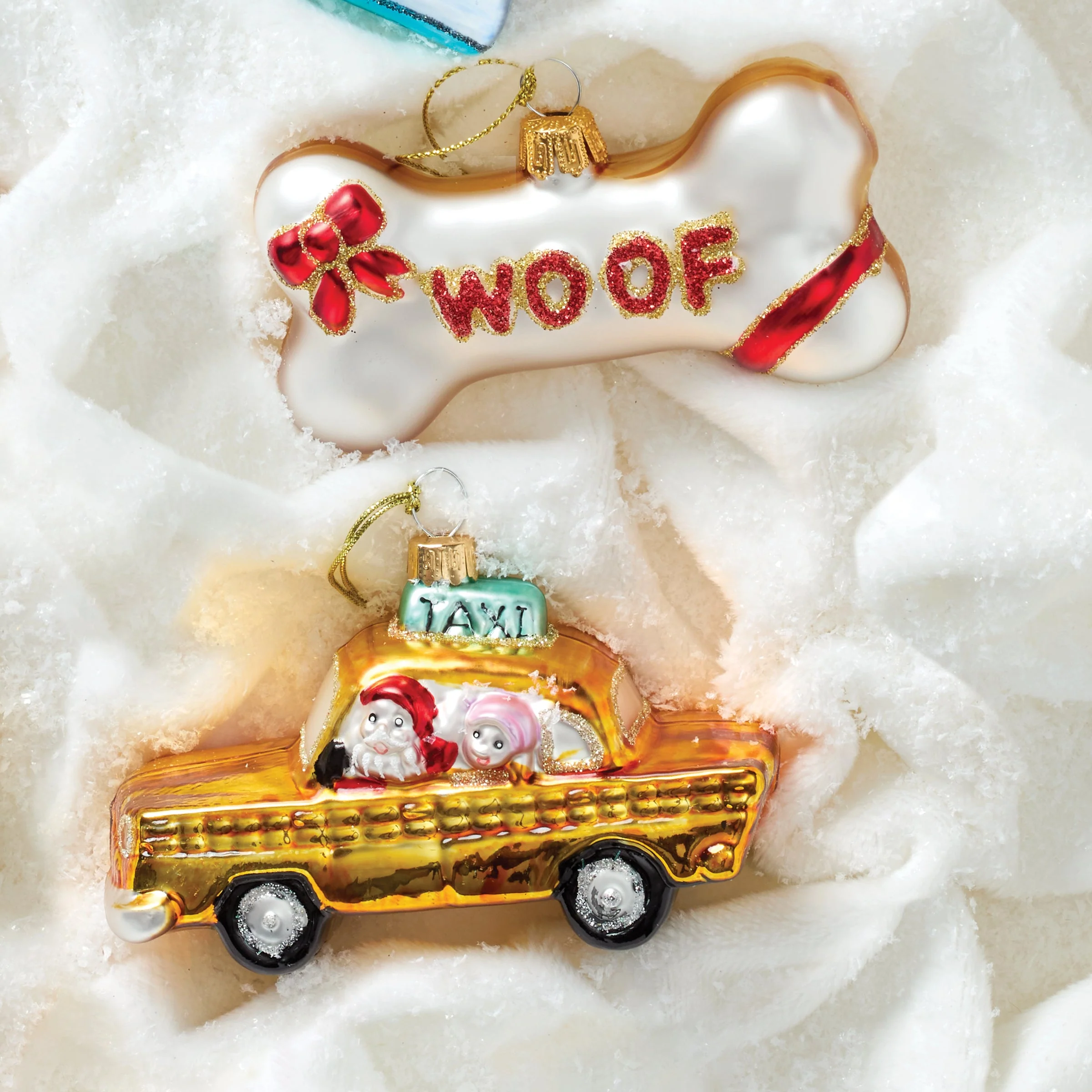 Retro Blown Glass Taxi Ornament - Image 2