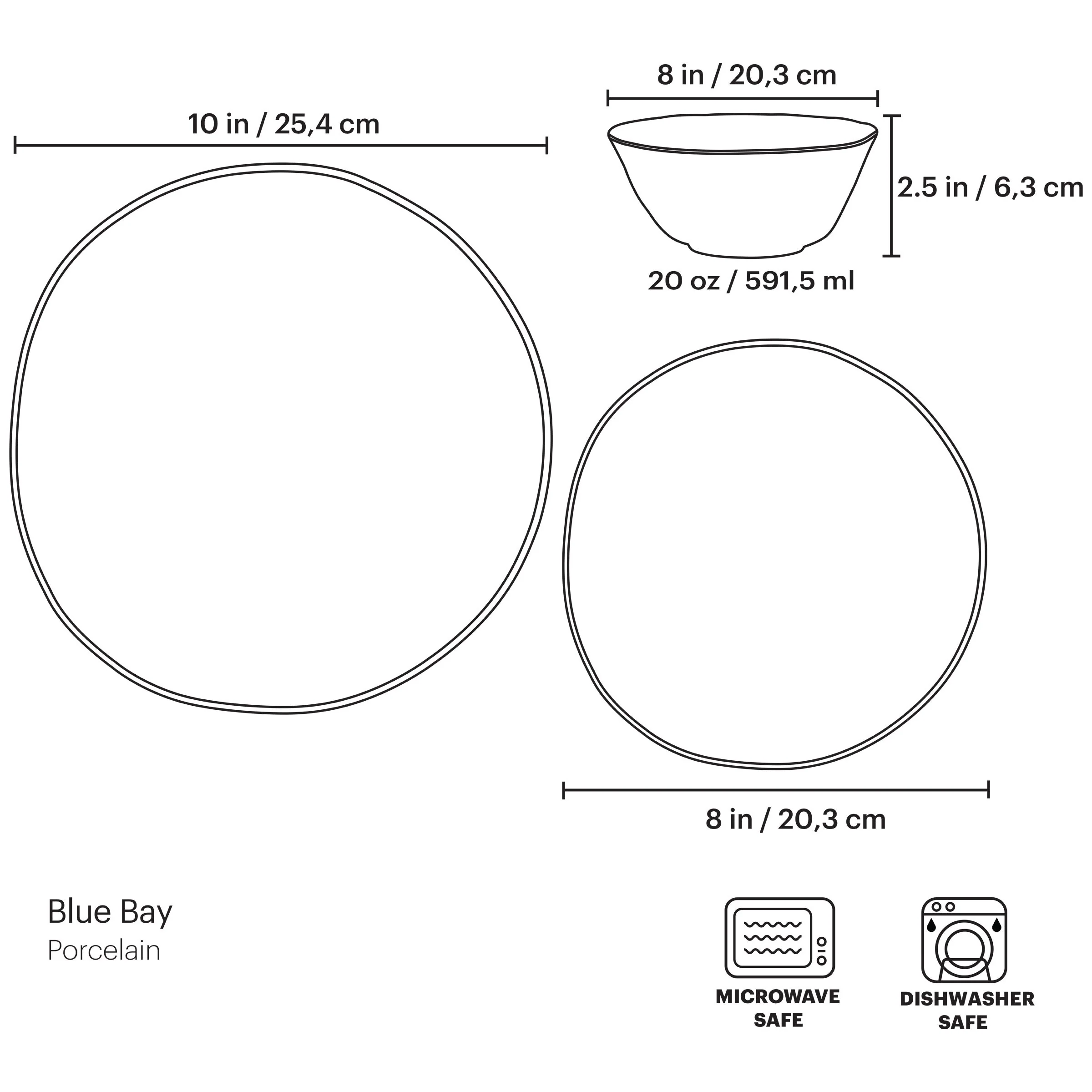 Blue Bay White 12-Piece Dinnerware Set - Image 8