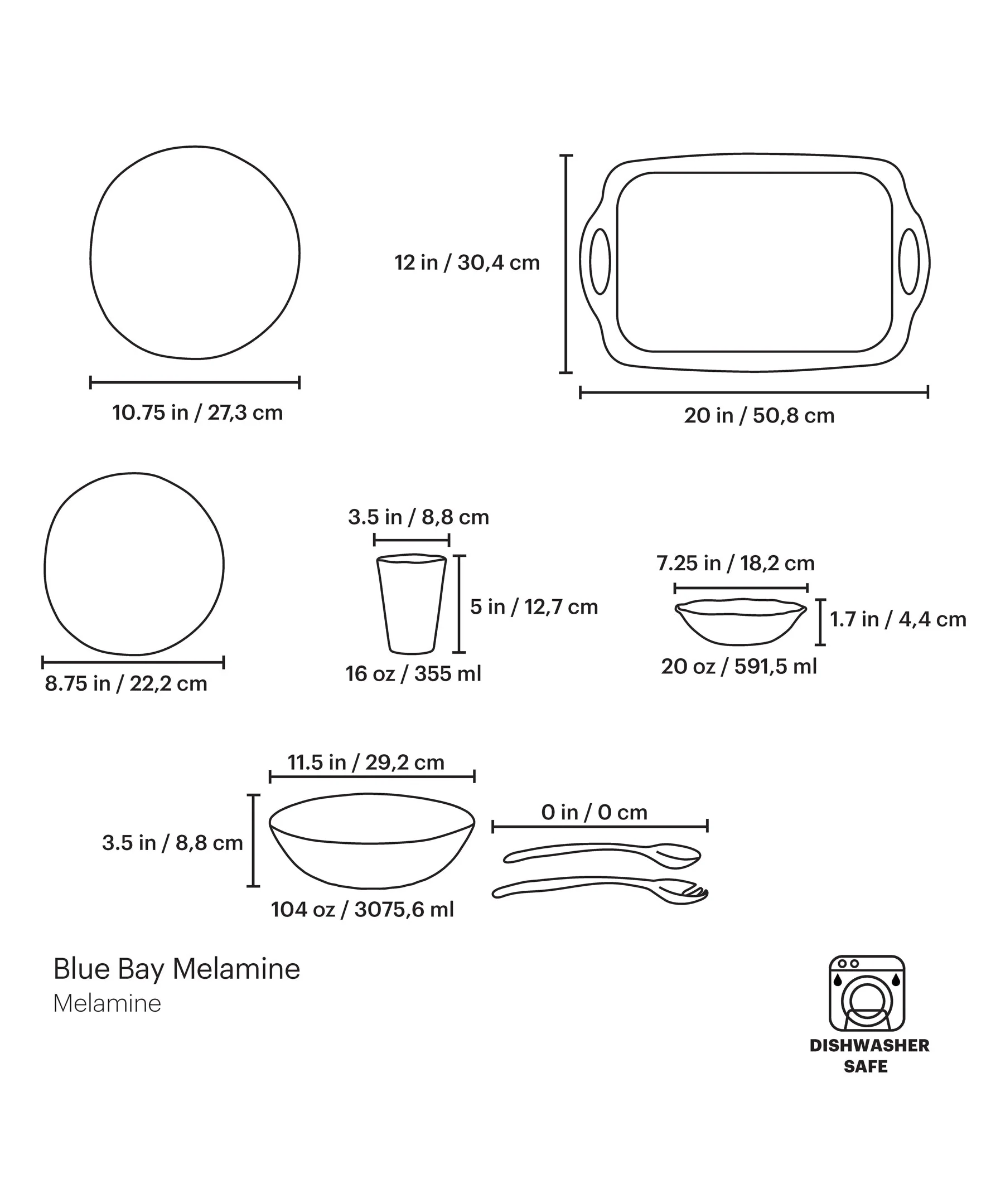 Blue Bay Melamine 20-Piece Dinnerware Set - Image 8