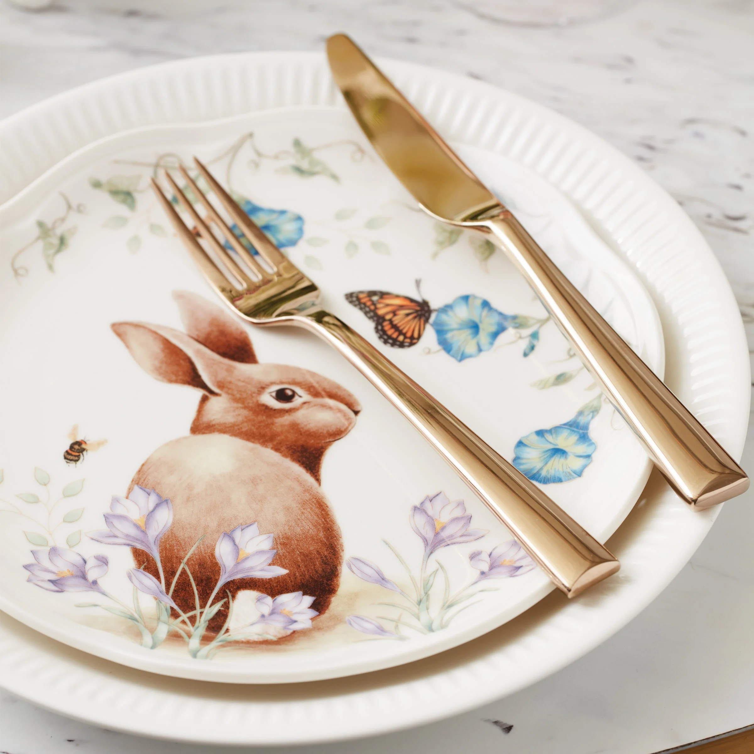 Butterfly Meadow Bunny Accent Plates, Set of 4 - Image 7