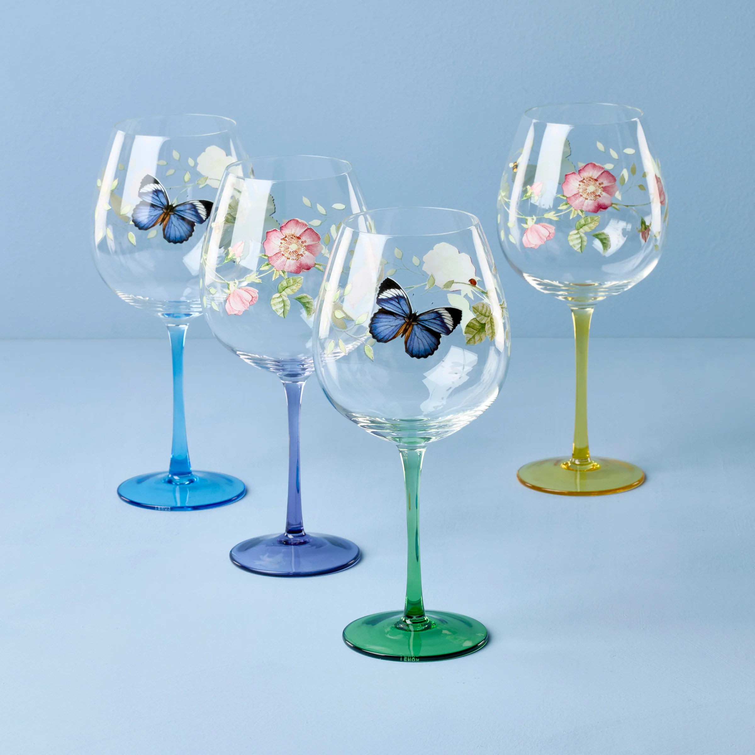 Butterfly Meadow Balloon Wine Glasses, Set of 4, Assorted
