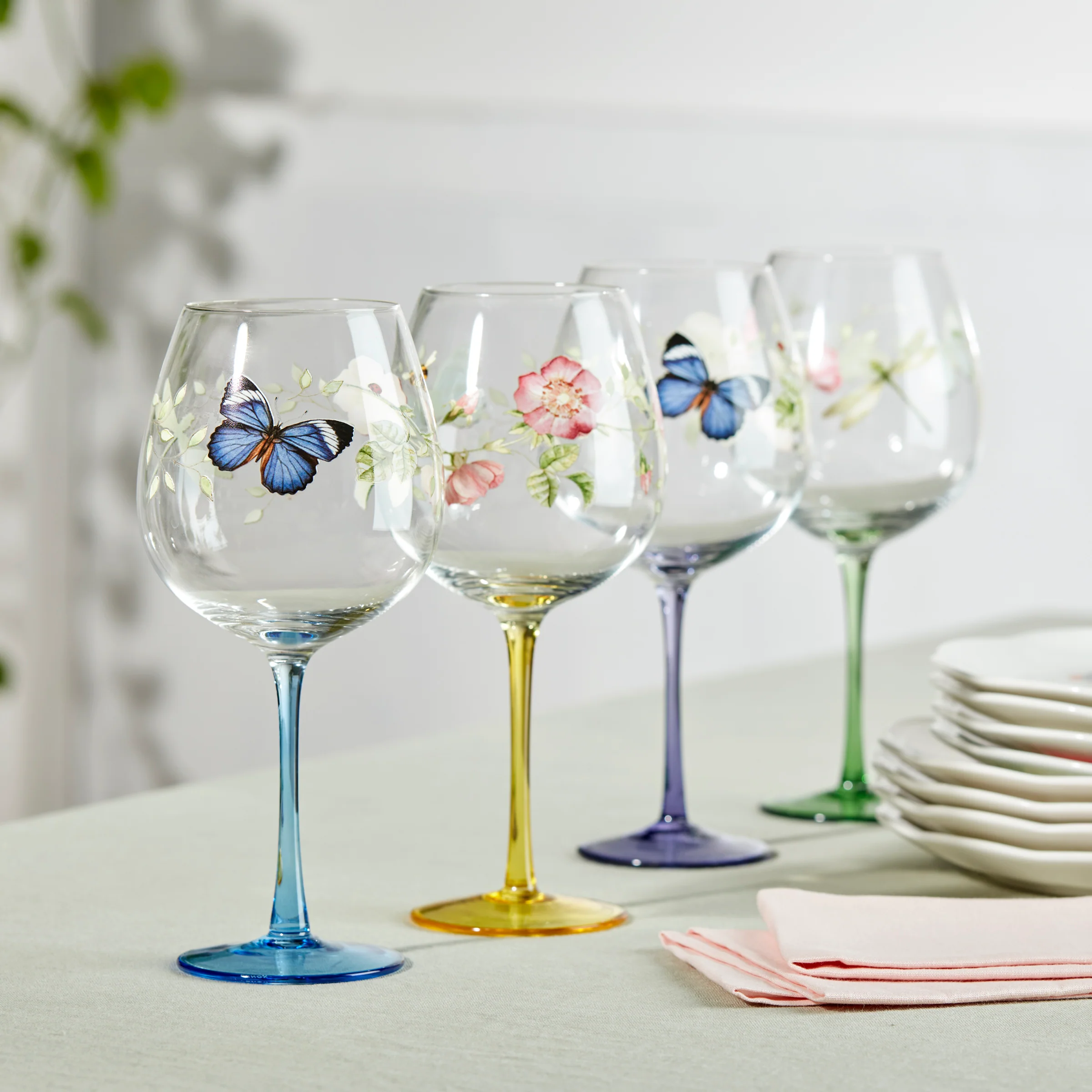 Butterfly Meadow Balloon Wine Glasses, Set of 4, Assorted - Image 3