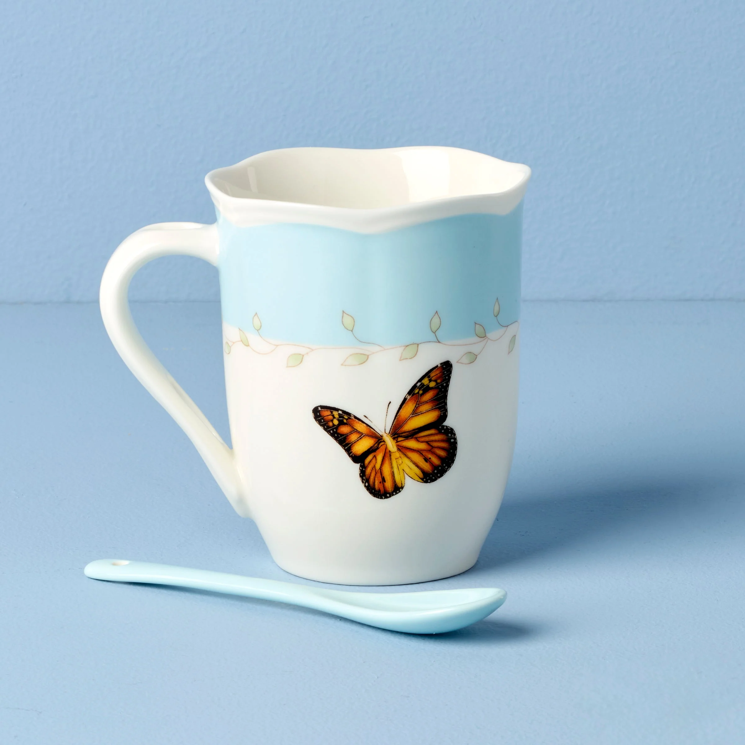 Butterfly Meadow Blue Mugs with Spoons, Set of 2 - Image 4