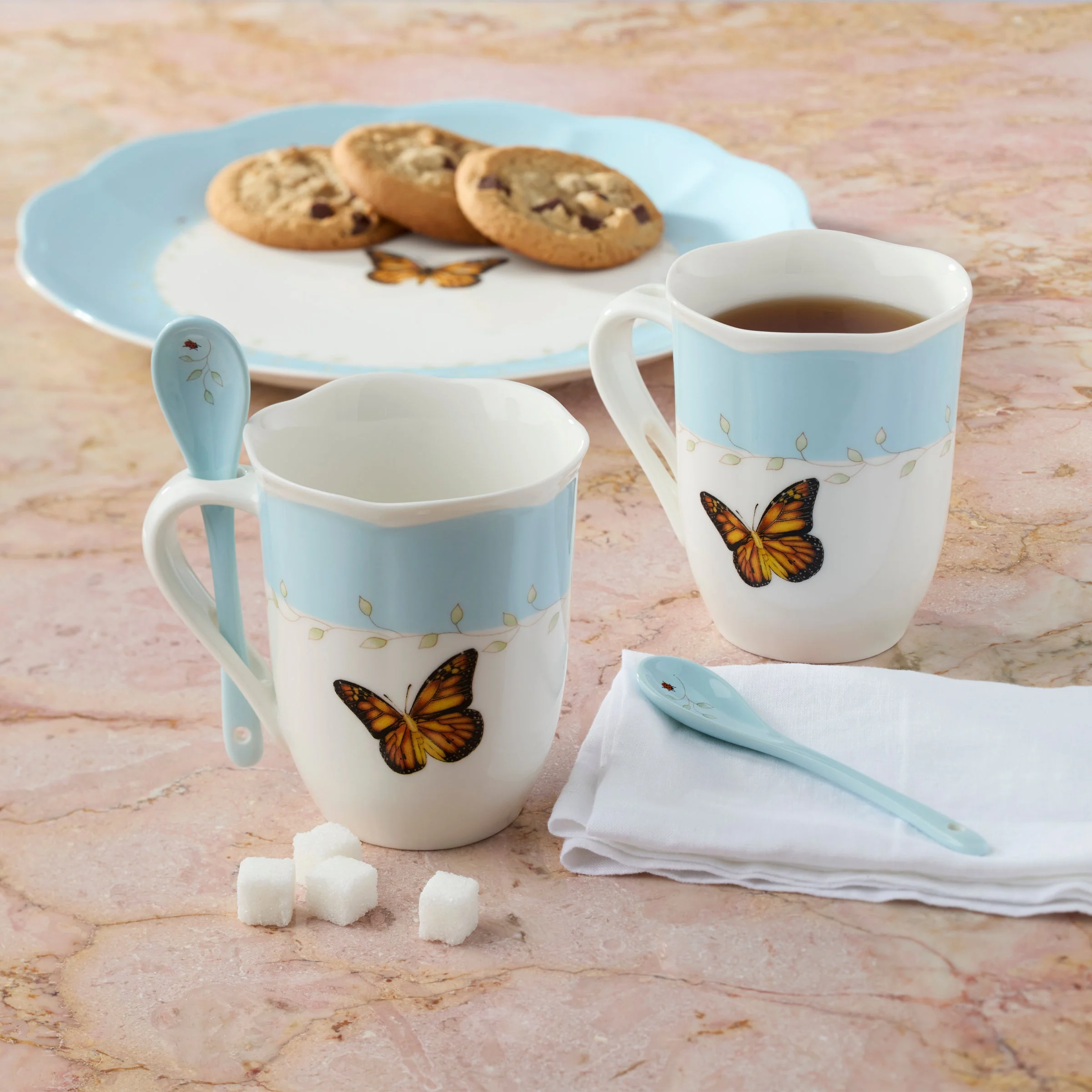 Butterfly Meadow Blue Mugs with Spoons, Set of 2 - Image 5