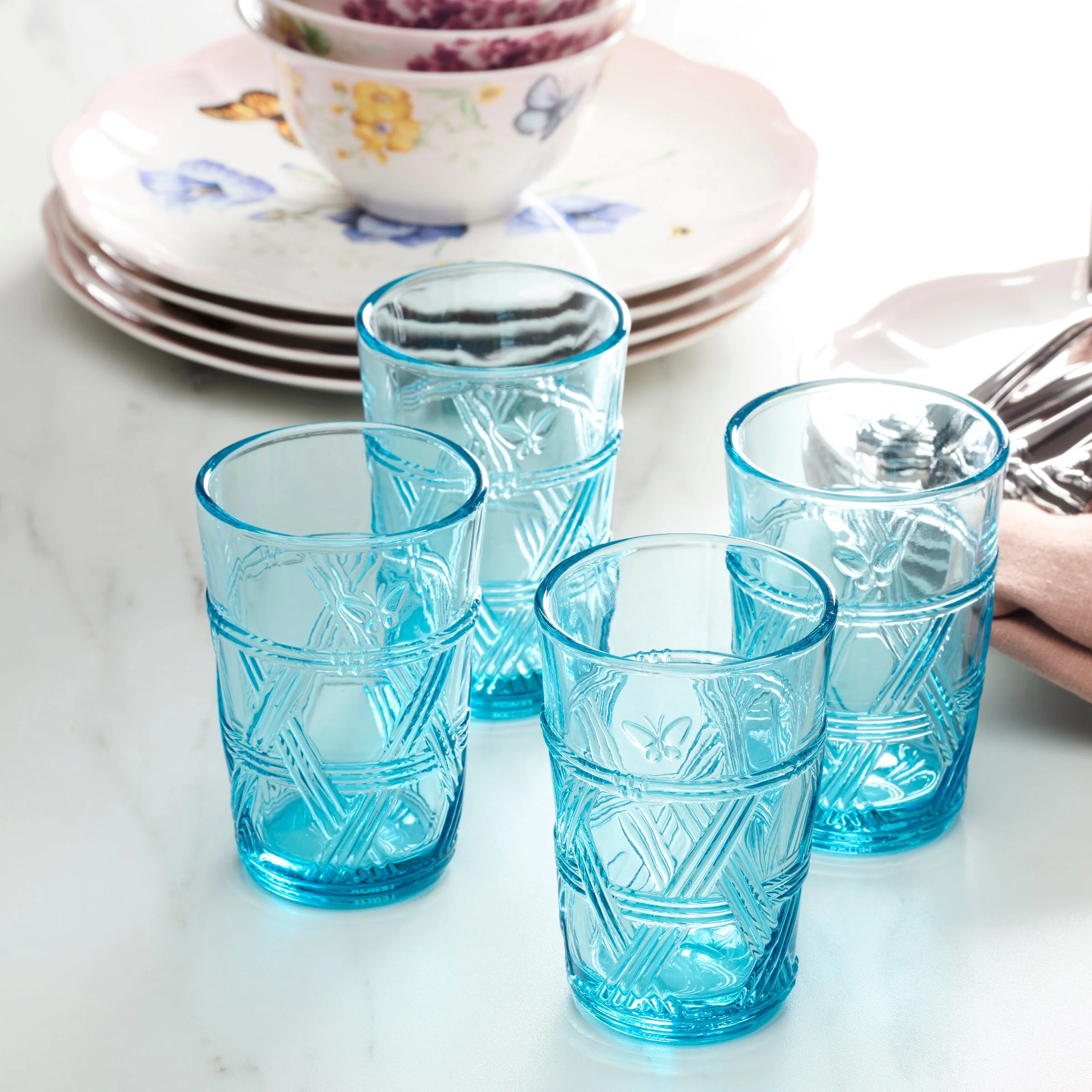 Butterfly Meadow Blue Tall Glasses, Set of 4 - Image 5