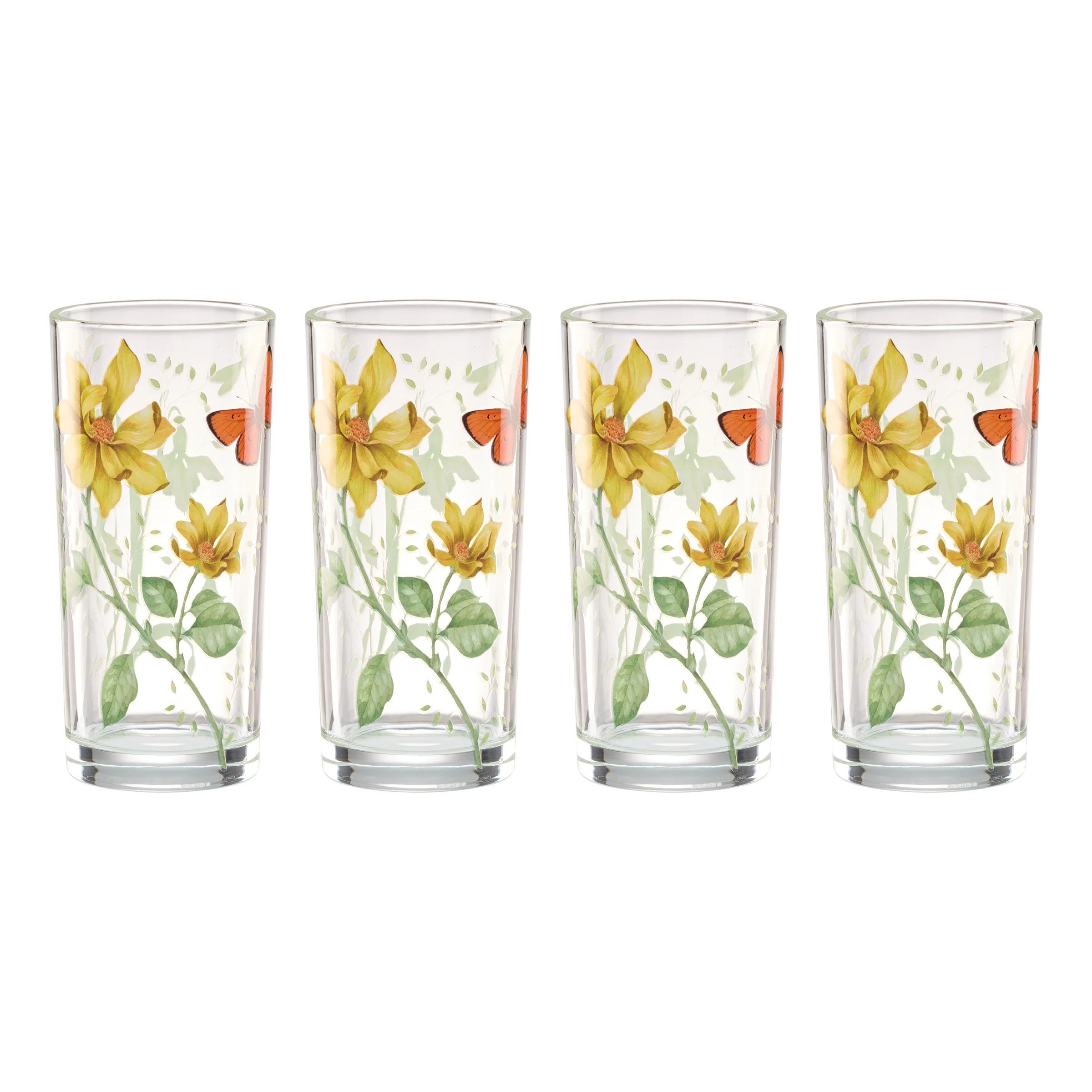 Butterfly Meadow Decal Highball, Set of 4
