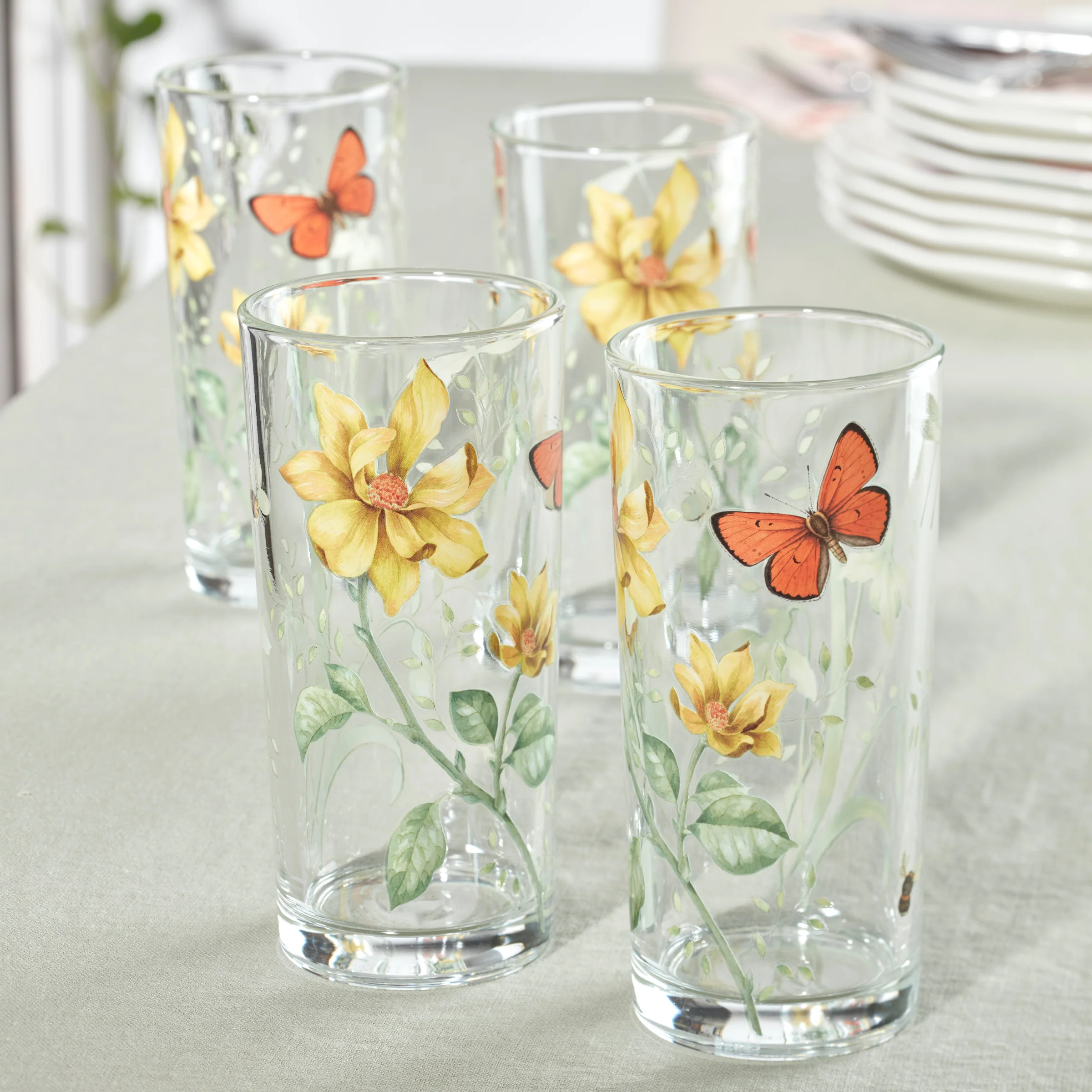 Butterfly Meadow Decal Highball, Set of 4 - Image 2