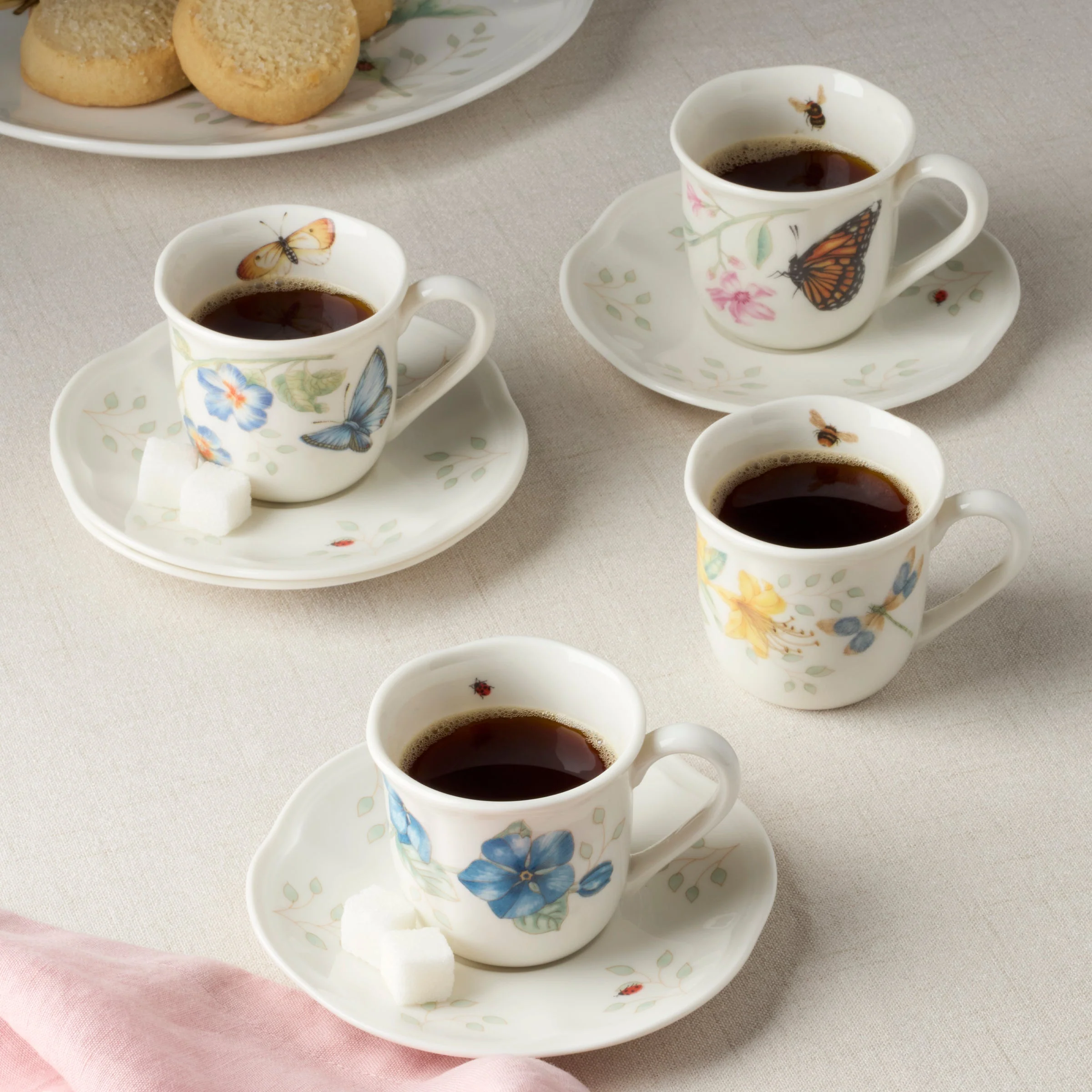 Butterfly Meadow Espresso Cup & Saucers, Set of 4 - Image 3