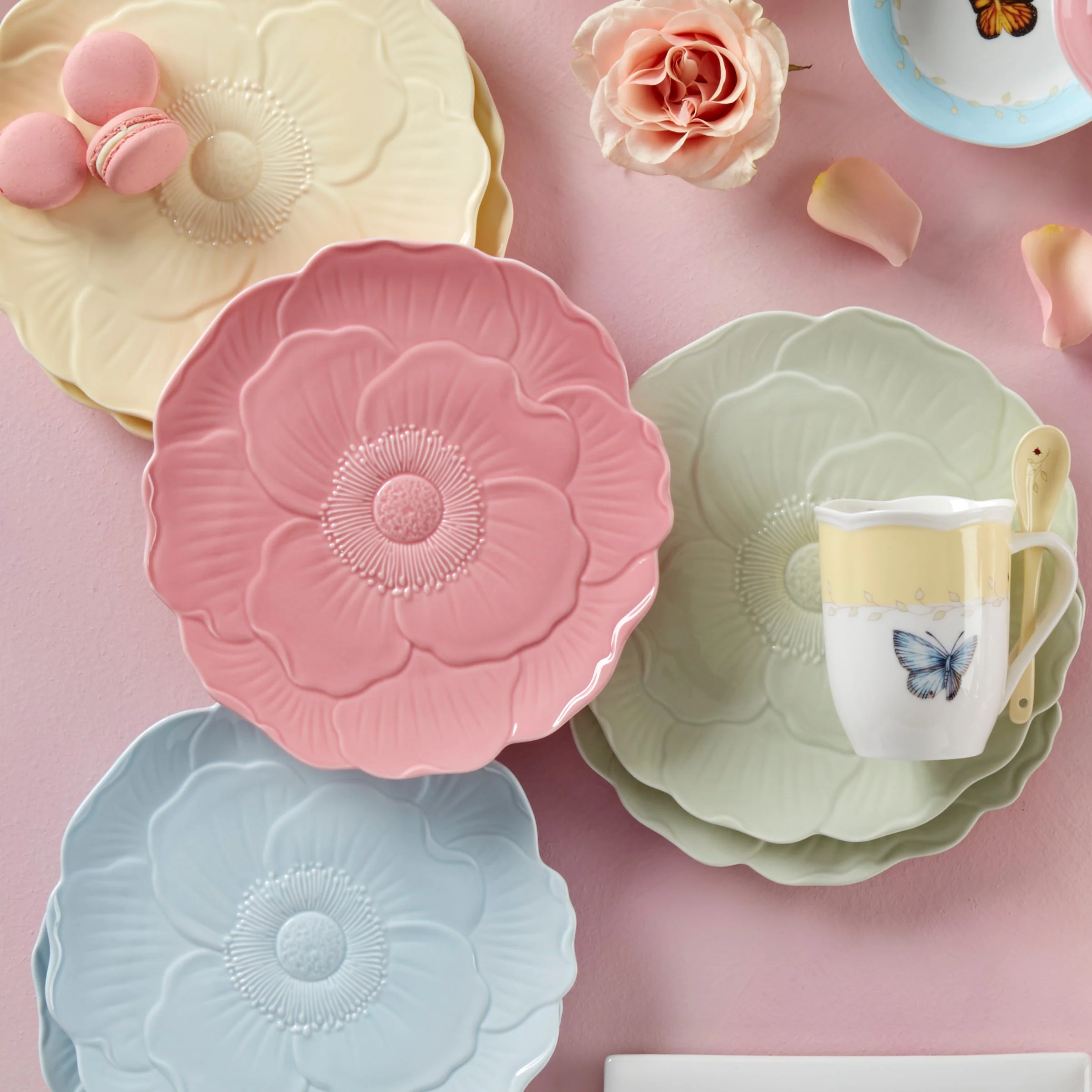 Butterfly Meadow Floral Blue Accent Plates, Set of 4 - Image 10