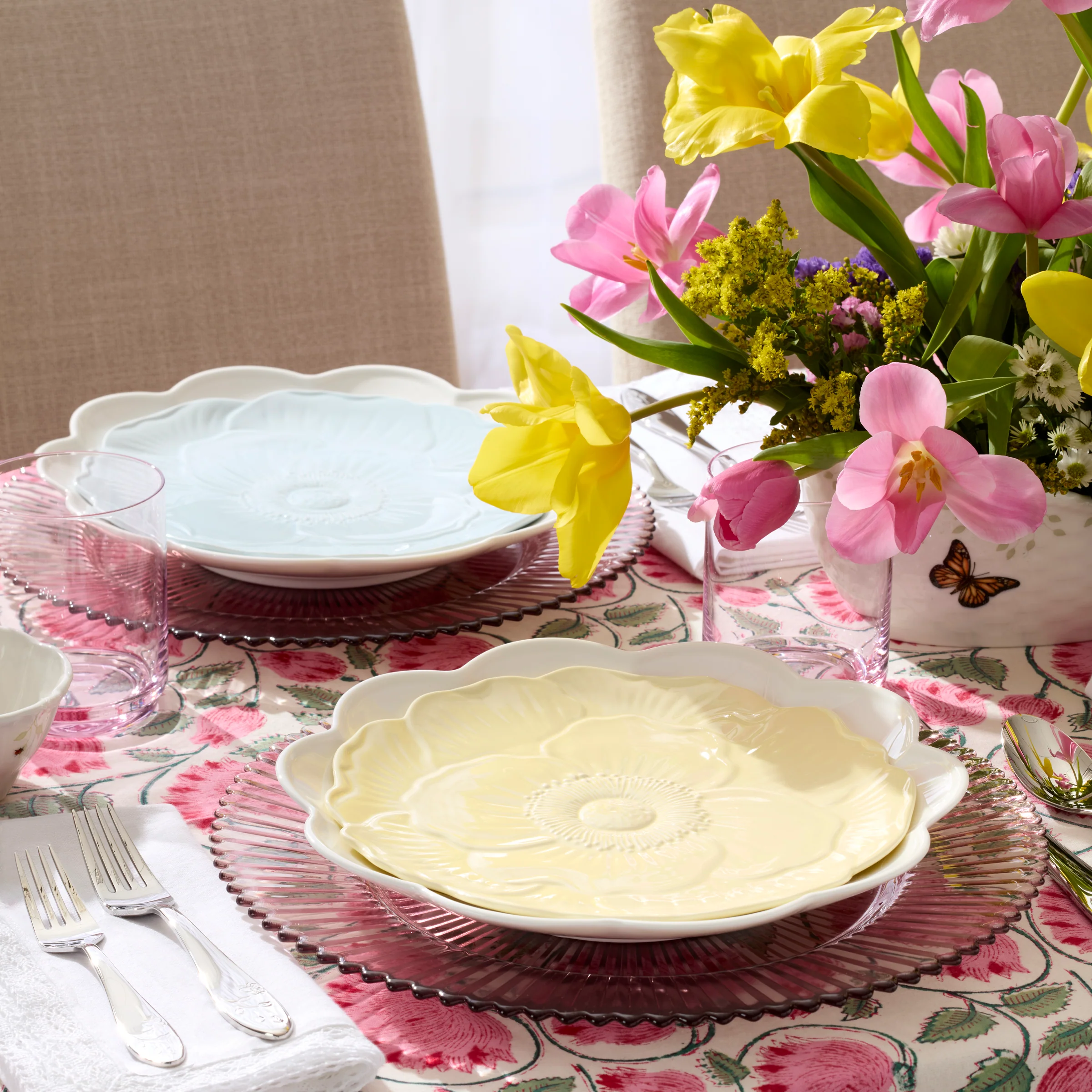 Butterfly Meadow Floral Yellow Accent Plates, Set of 4 - Image 6