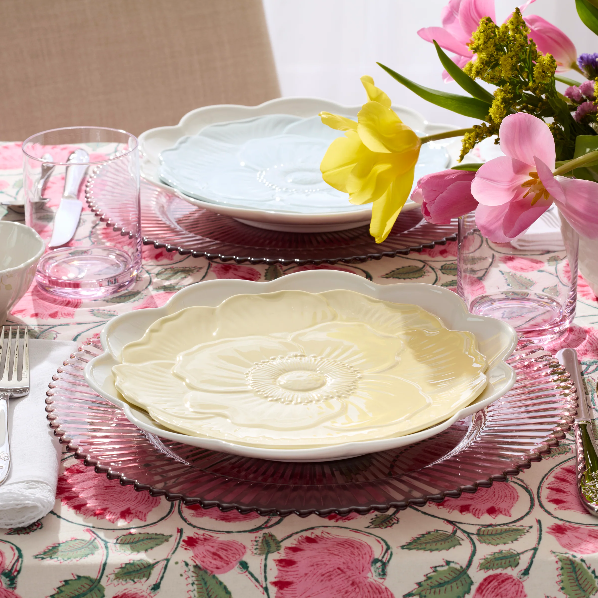 Butterfly Meadow Floral Yellow Accent Plates, Set of 4 - Image 7