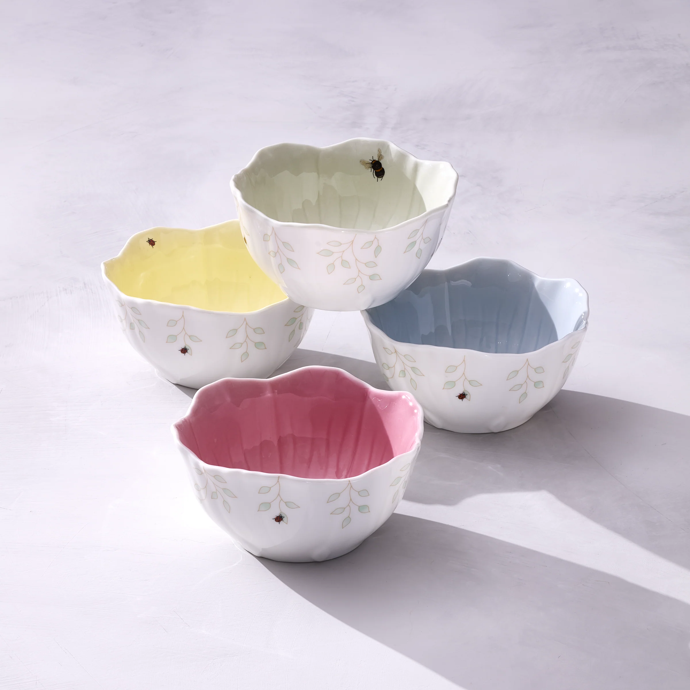Butterfly Meadow Floral Green Dessert Bowls, Set of 4 - Image 3