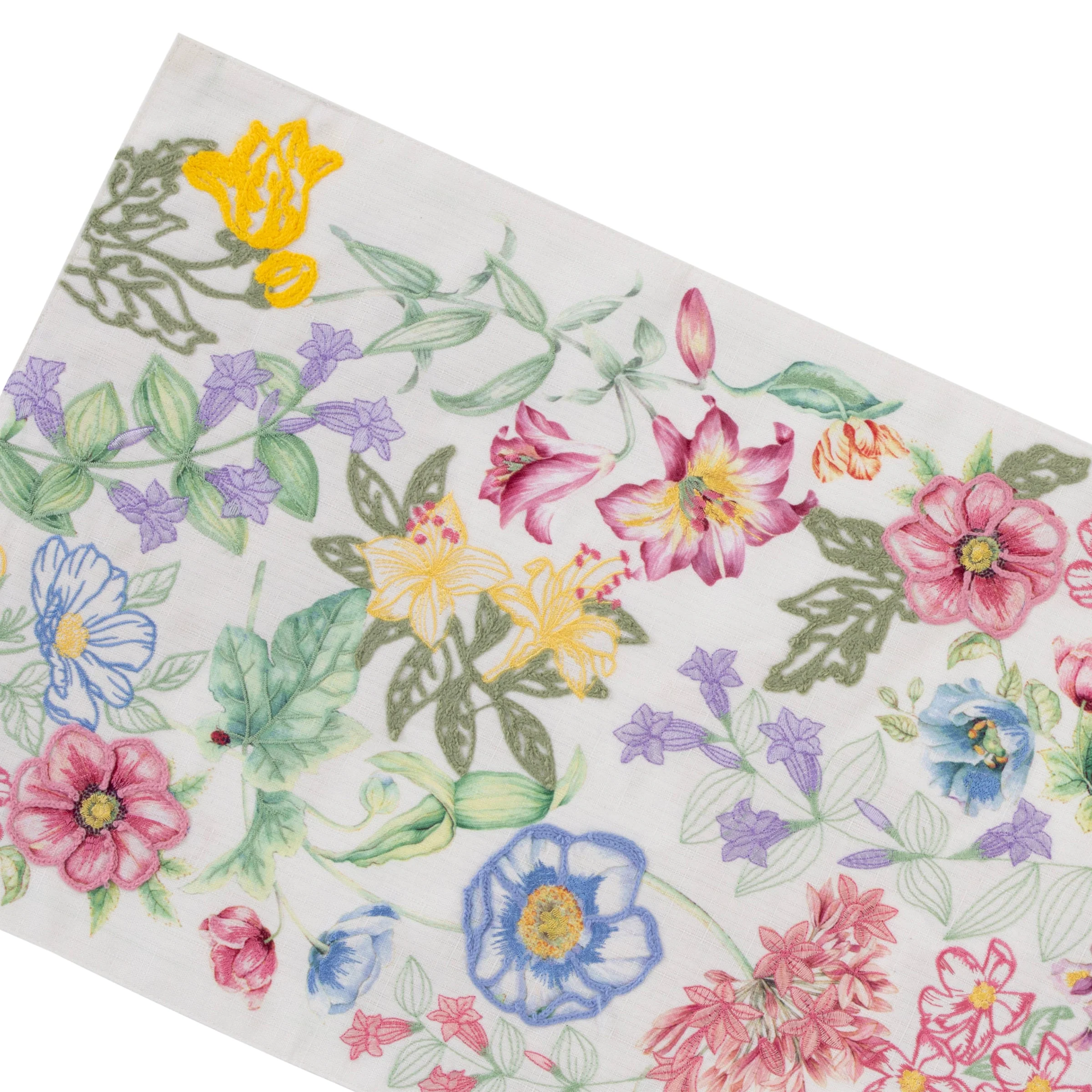 Butterfly Meadow Garden Embroidered Centerpiece Table Runner - Image 4