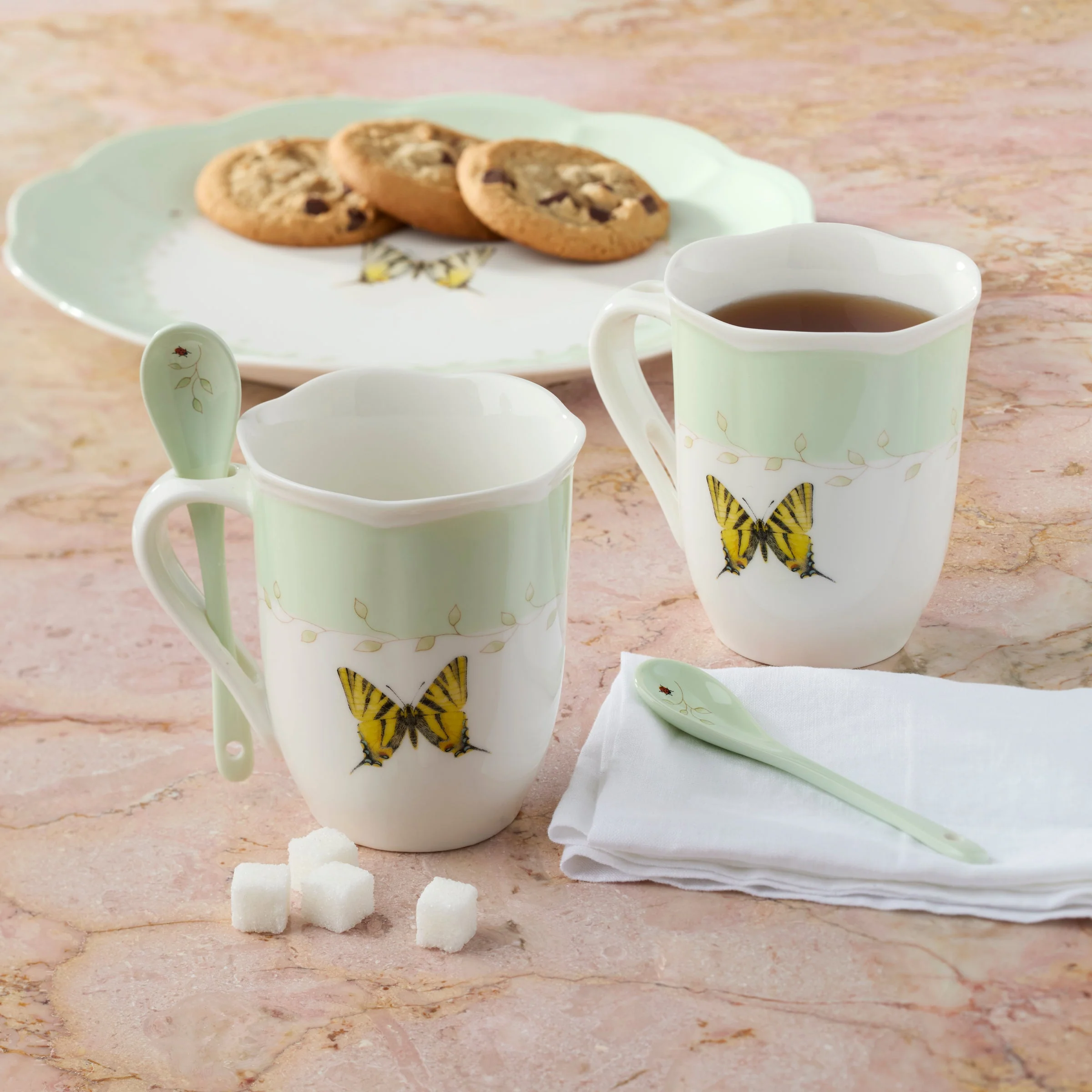 Butterfly Meadow Green Mugs with Spoons, Set of 2 - Image 5
