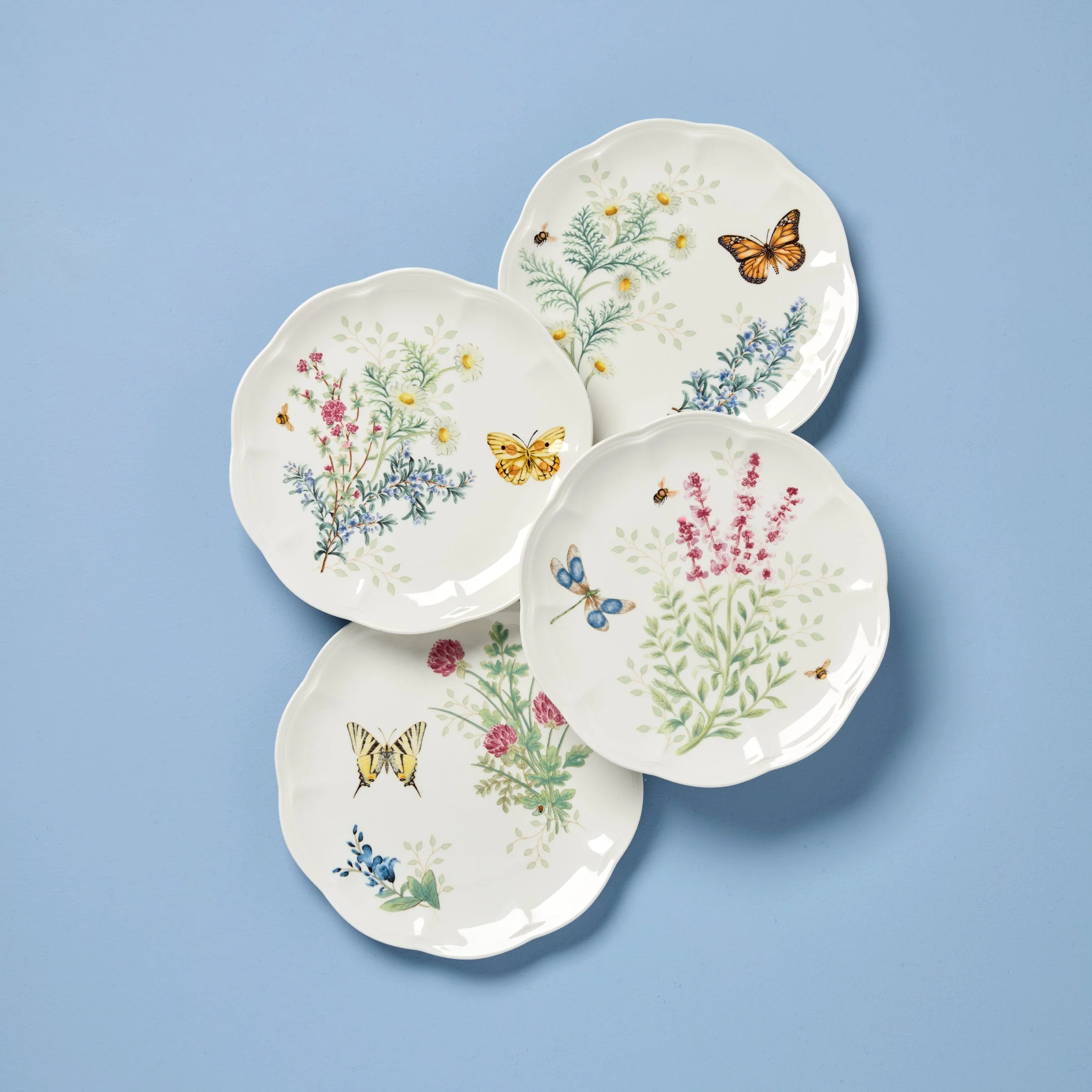 Butterfly Meadow Herbs Accent Plates, Set of 4