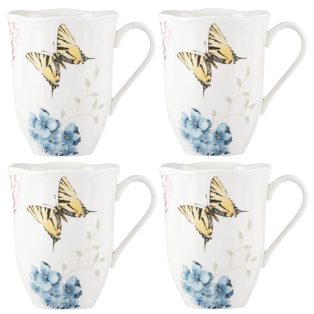 Butterfly Meadow Hydrangea Mugs, Set of 4 - Image 3