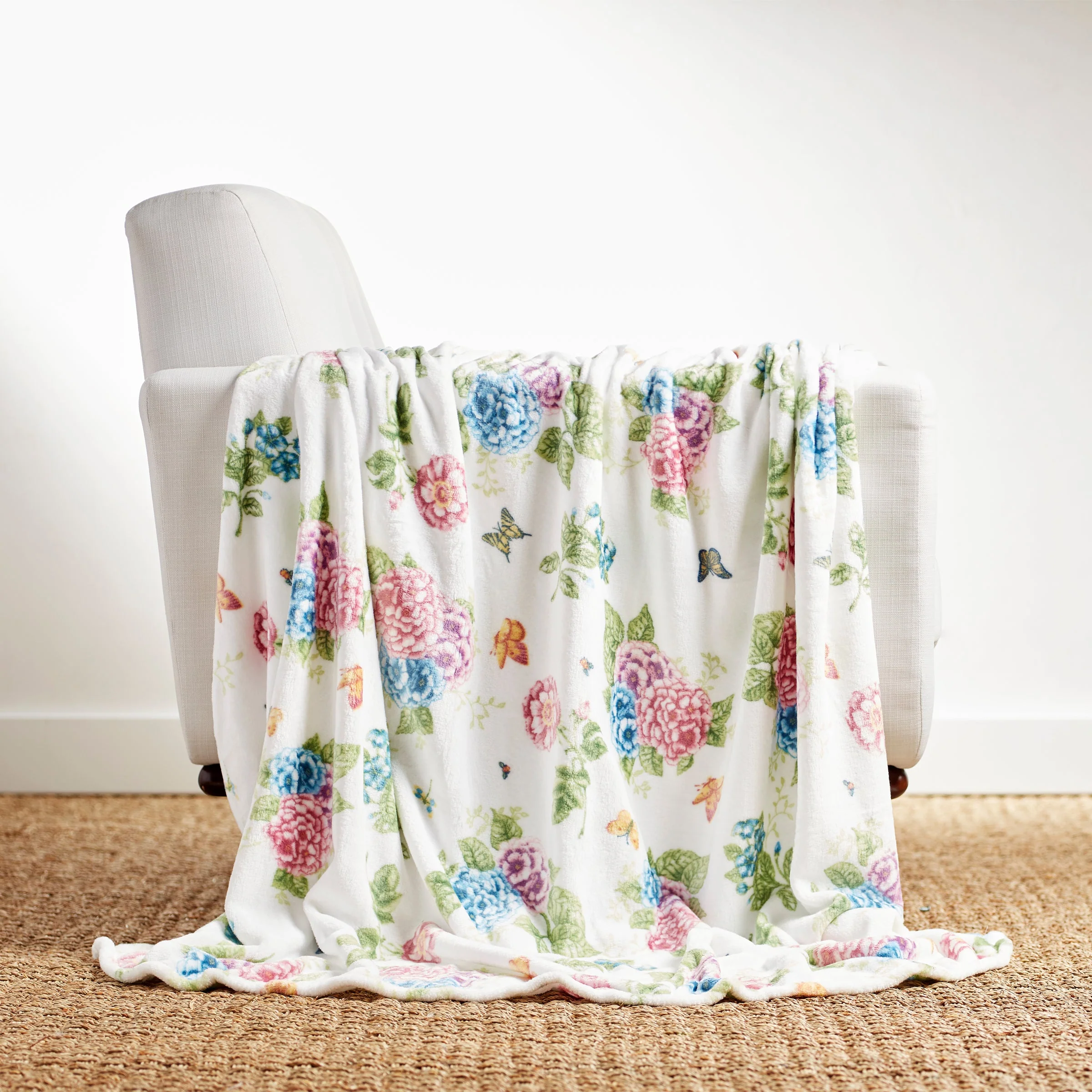 Butterfly Meadow Hydrangea Throw Blanket - Image 2