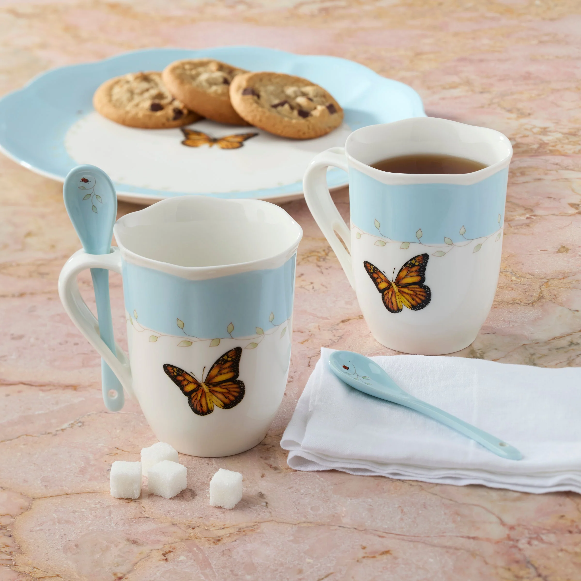 Butterfly Meadow Color Mugs with Spoons, Set of 8 - Image 3