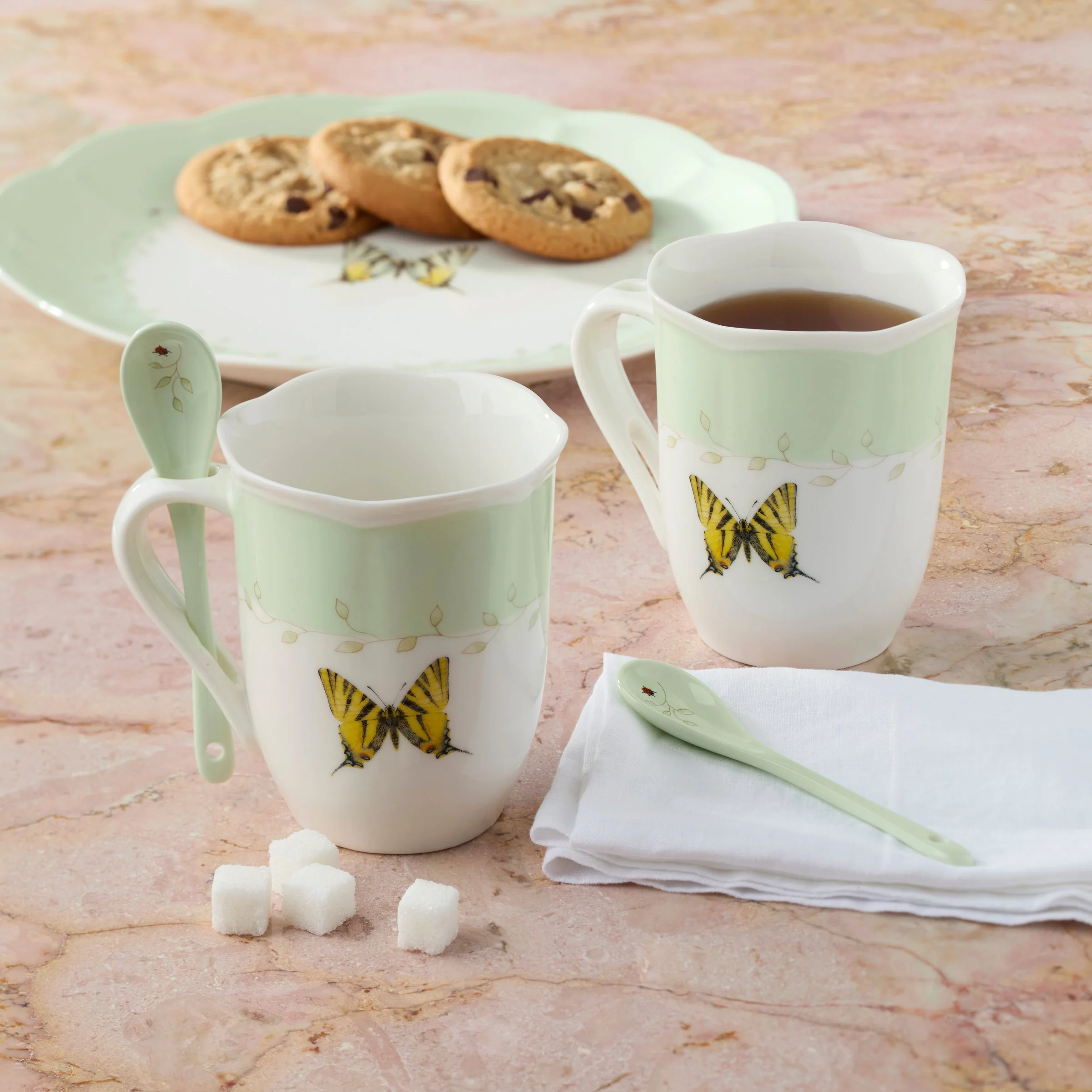Butterfly Meadow Color Mugs with Spoons, Set of 8 - Image 4