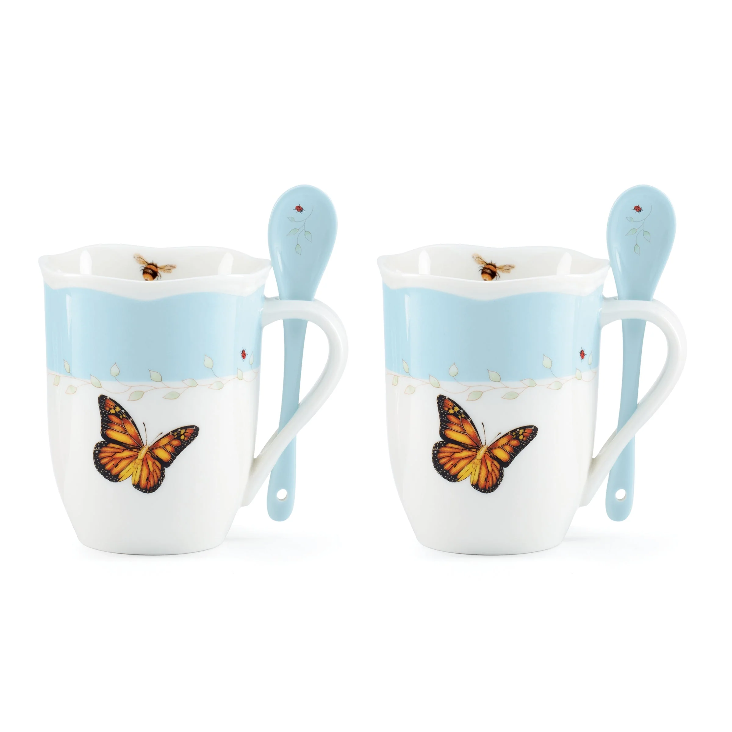 Butterfly Meadow Color Mugs with Spoons, Set of 8 - Image 7
