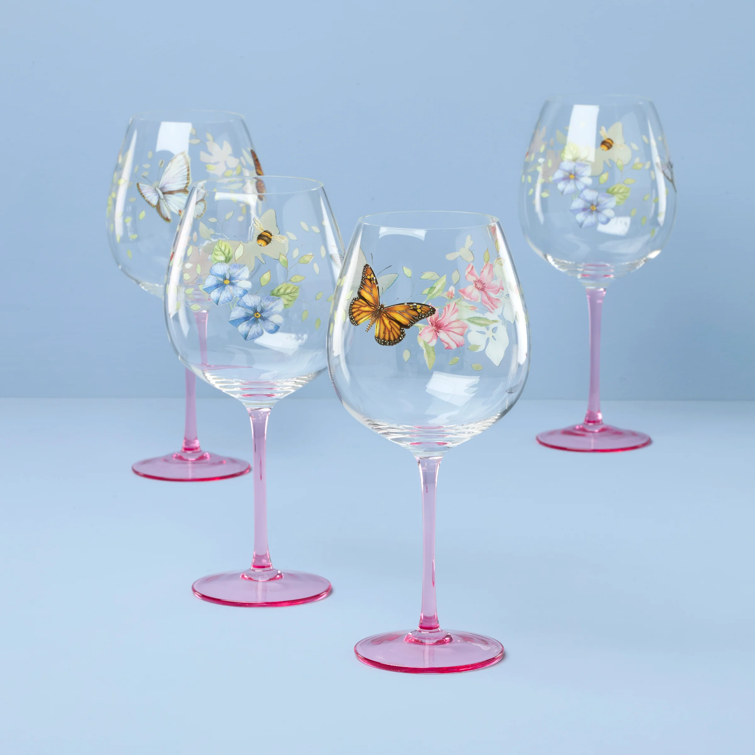 Butterfly Meadow Pink Decal Balloon, Set of 4