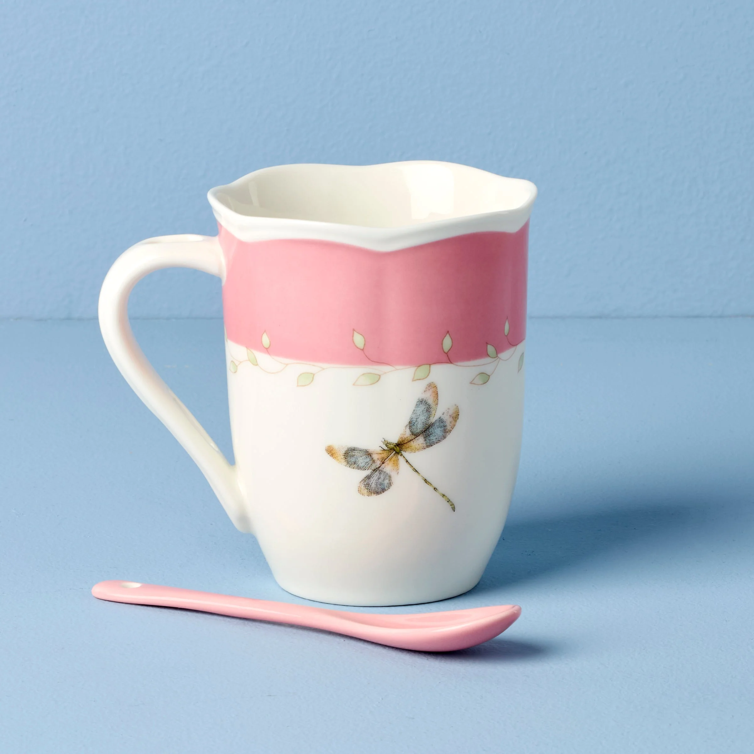 Butterfly Meadow Pink Mugs with Spoons, Set of 2 - Image 4
