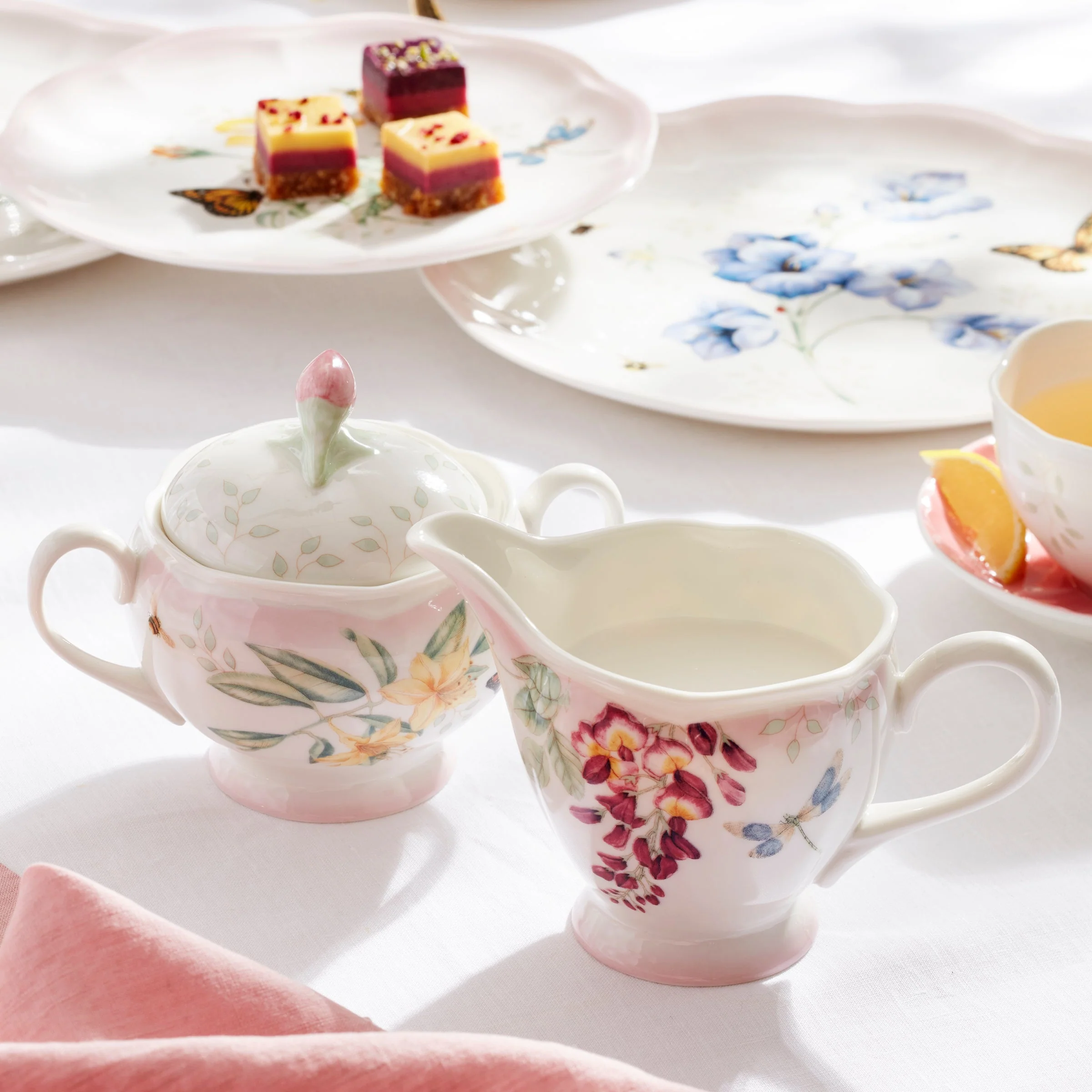 Butterfly Meadow Pink Ombre 5-Piece Tea Set - Image 4