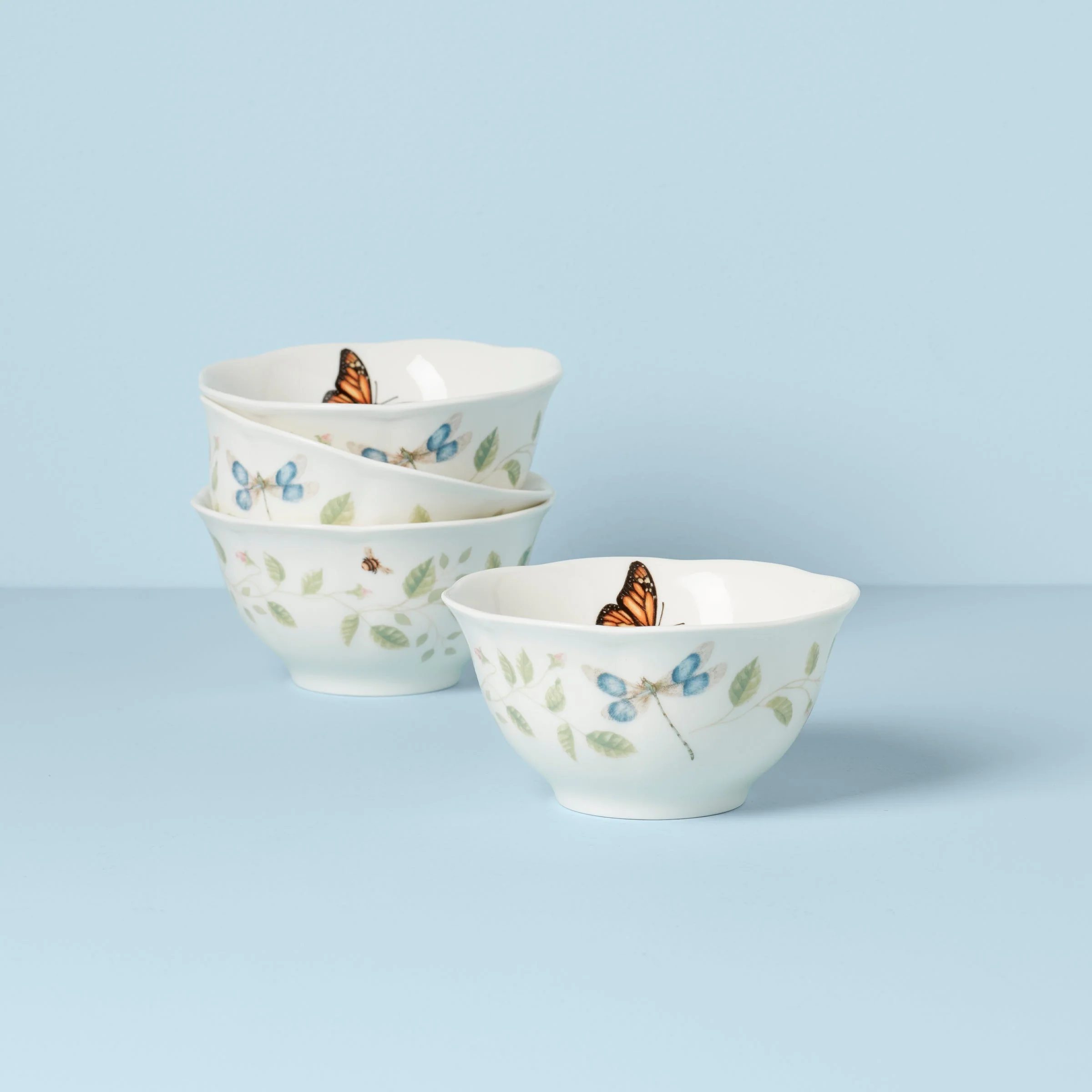 Butterfly Meadow Vines Rice Bowls, Set of 4