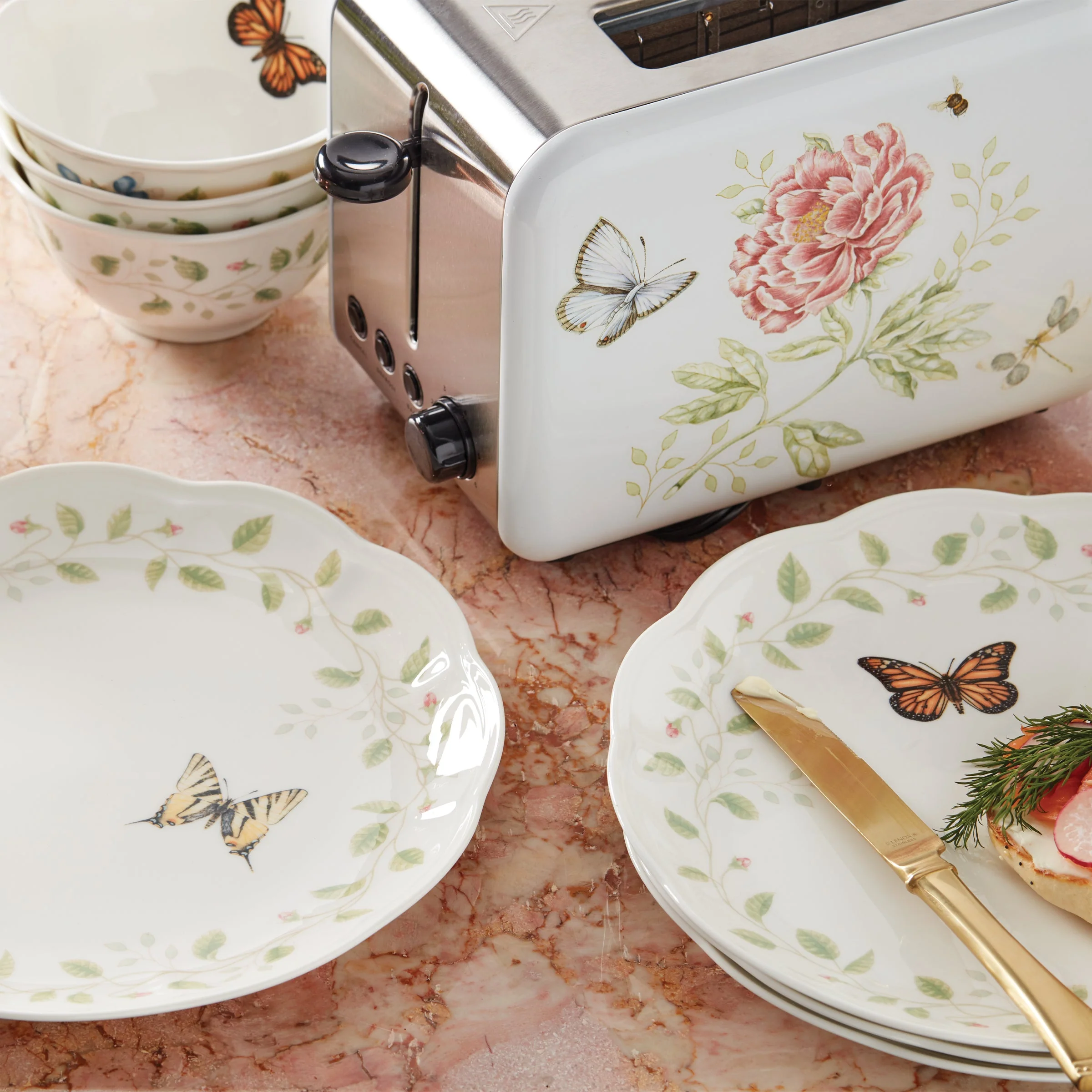Butterfly Meadow Vines Rice Bowls, Set of 4 - Image 2