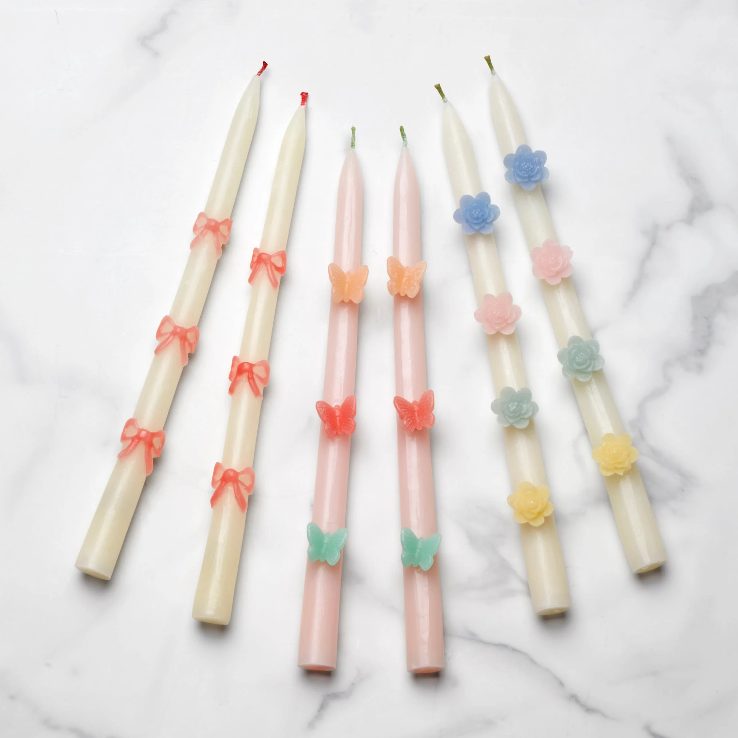 Pastel Flowers Taper Candles, Set of 2 - Image 2