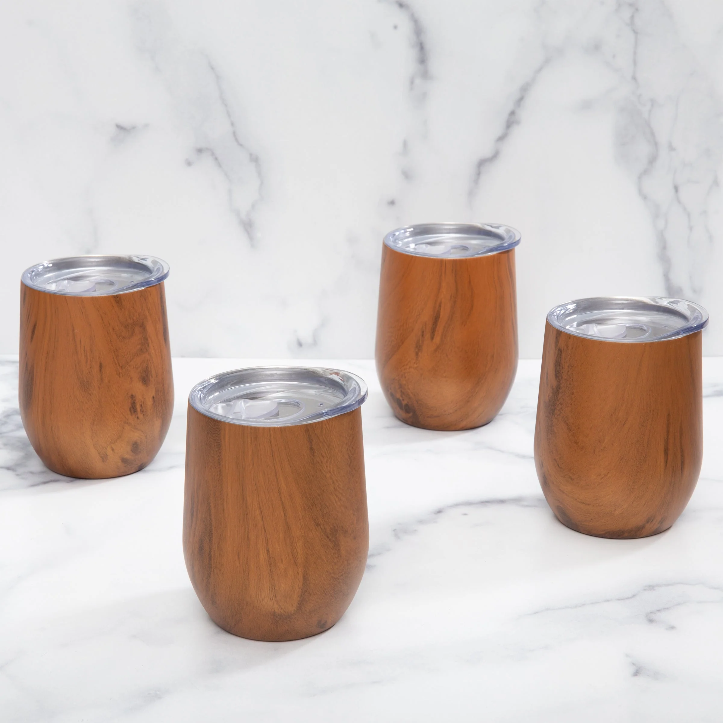 Insulated Woodgrain Wine Tumblers, Set of 4 - Image 3
