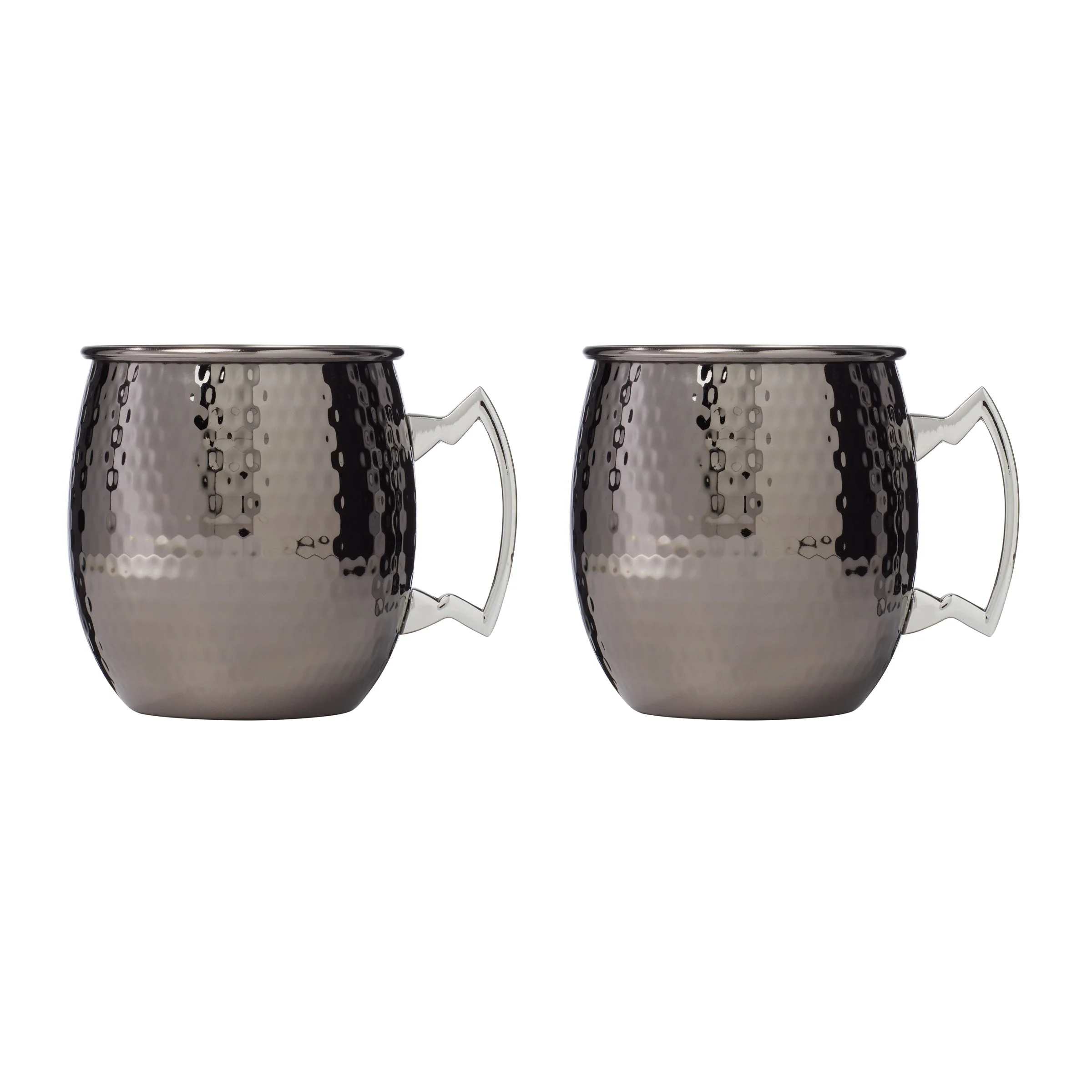 Hammered Black Moscow Mule Mugs, Set of 2