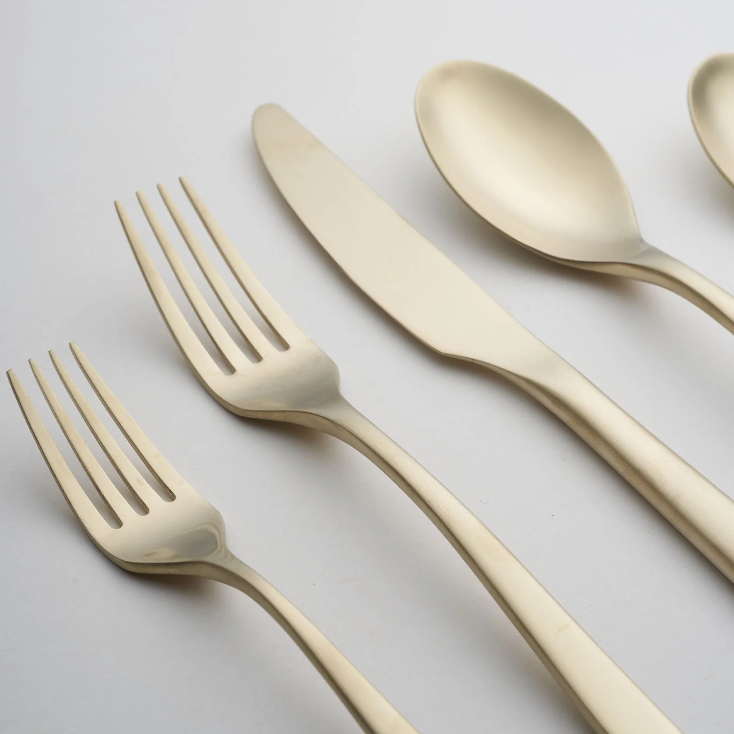 Averie Champagne Satin 20-Piece Flatware Set - Image 4