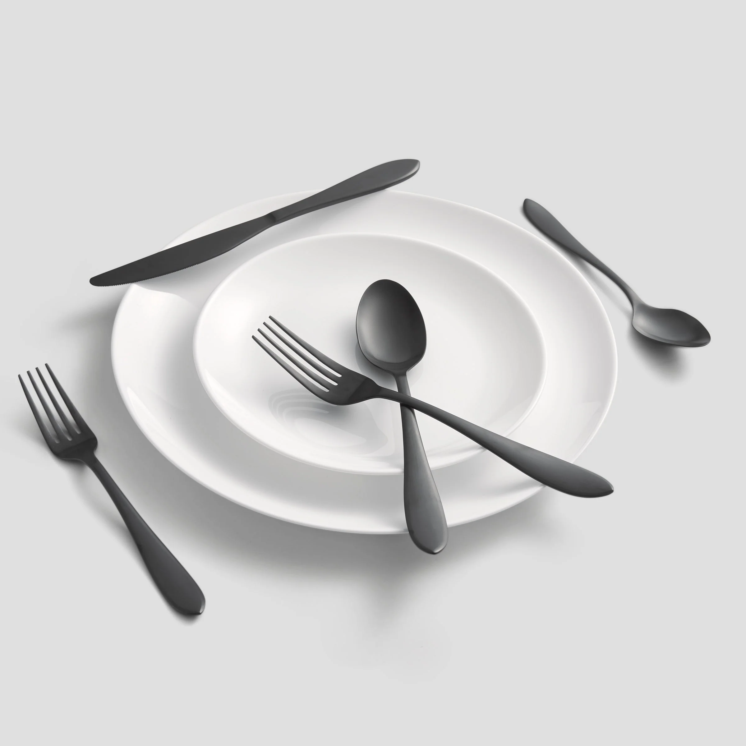 Delia Black Satin 20-Piece Flatware Set - Image 2
