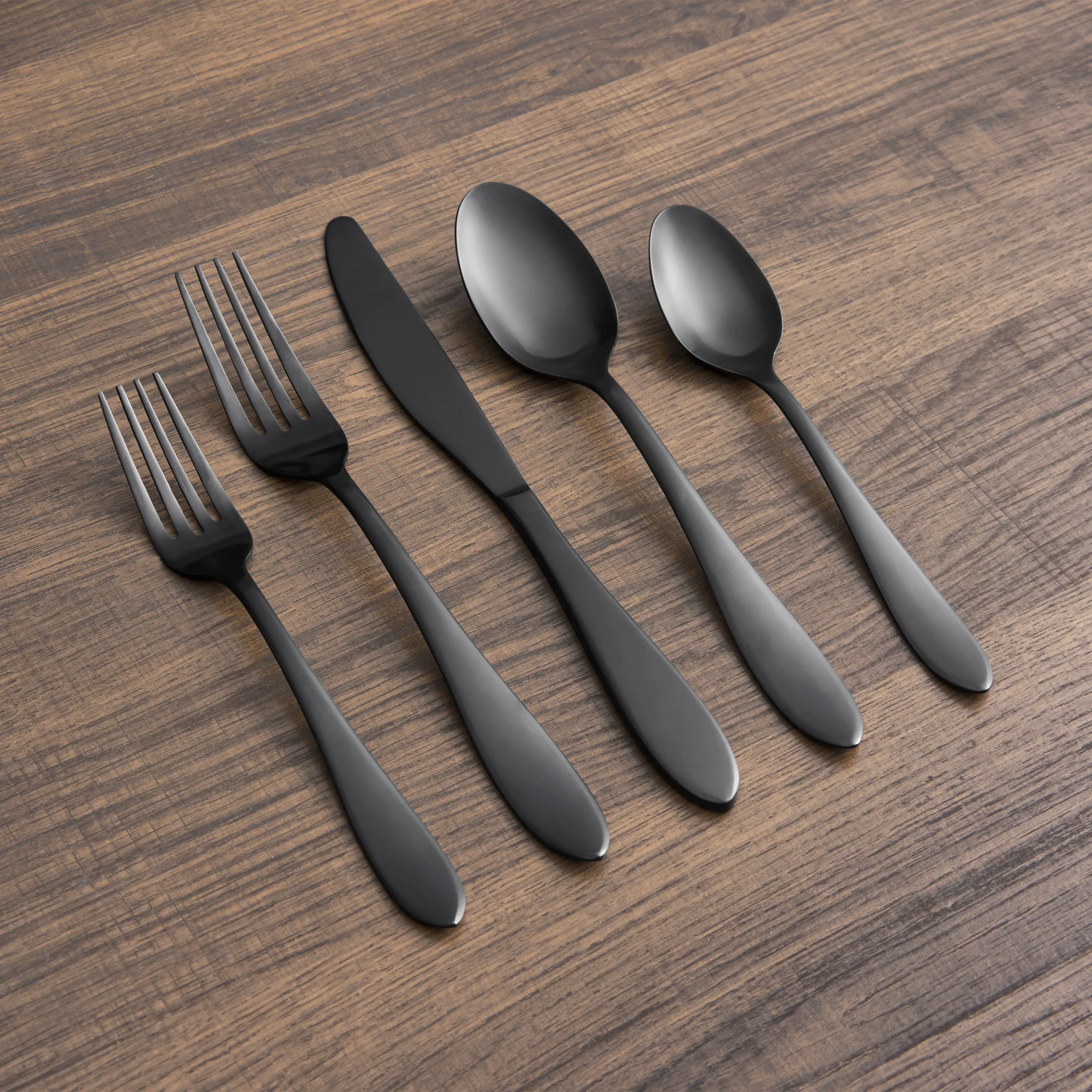 Delia Black Satin 20-Piece Flatware Set - Image 3