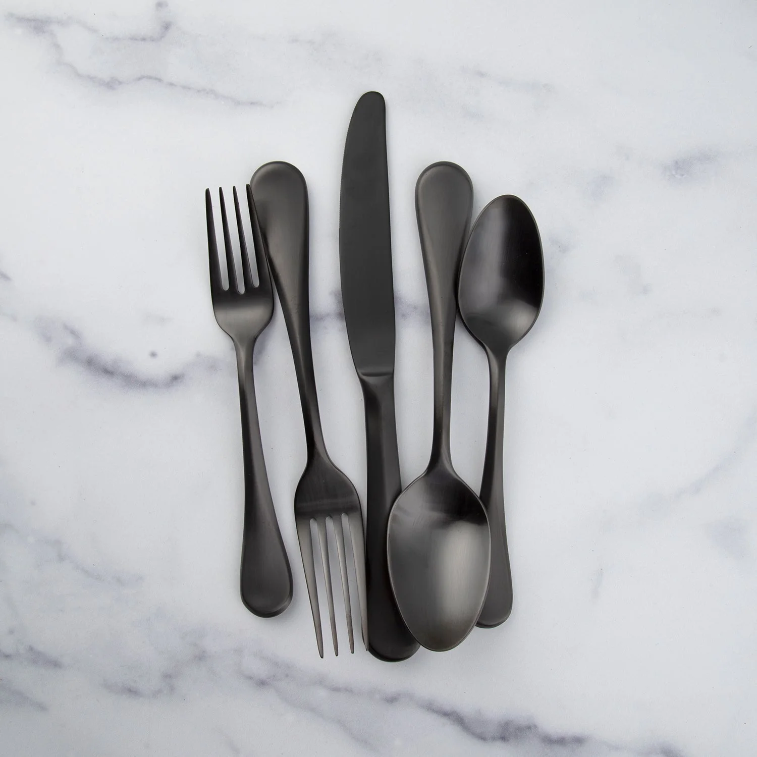 Eloquence Black Satin 20-Piece Flatware Set - Image 4