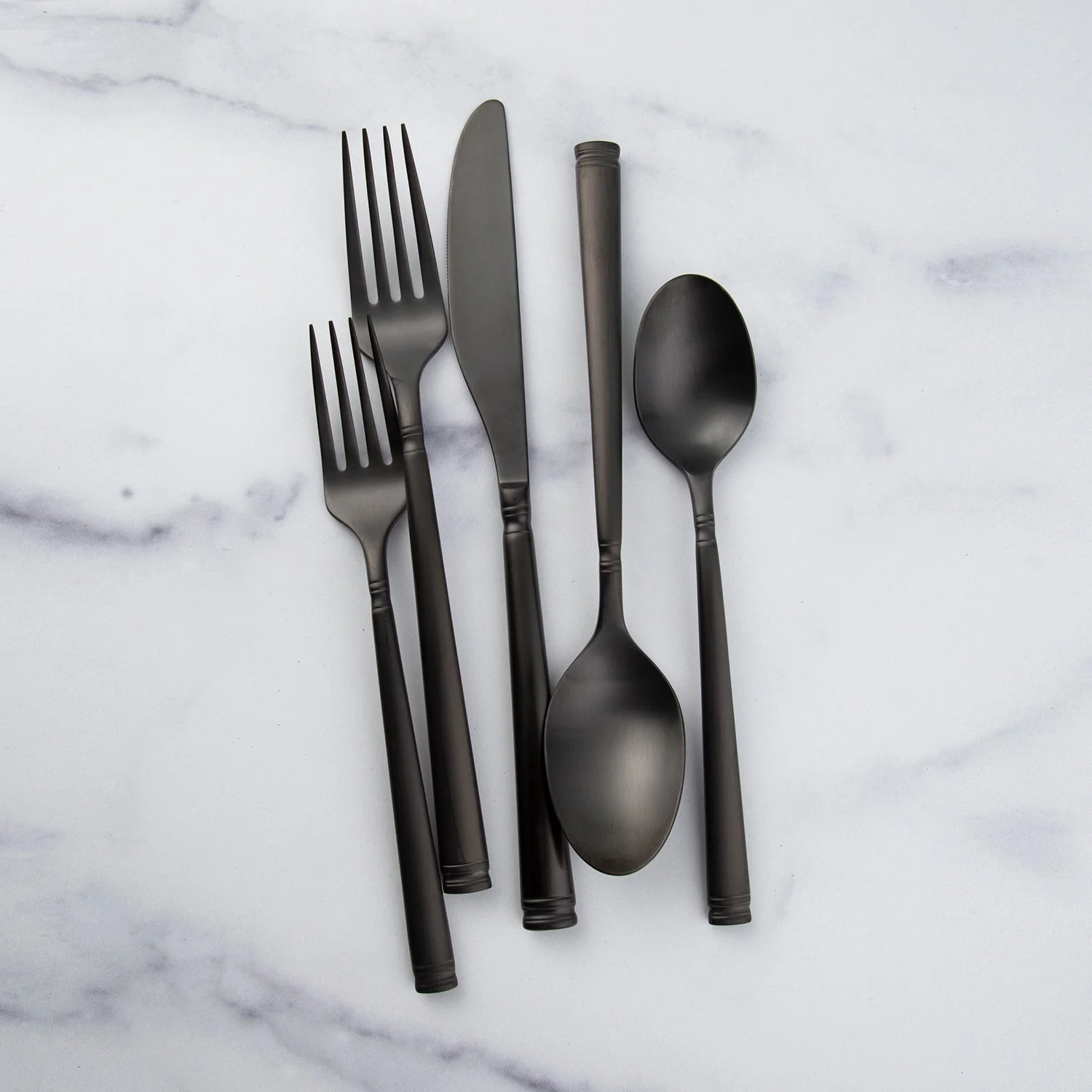 Emmy Black Satin 20-Piece Flatware Set - Image 4