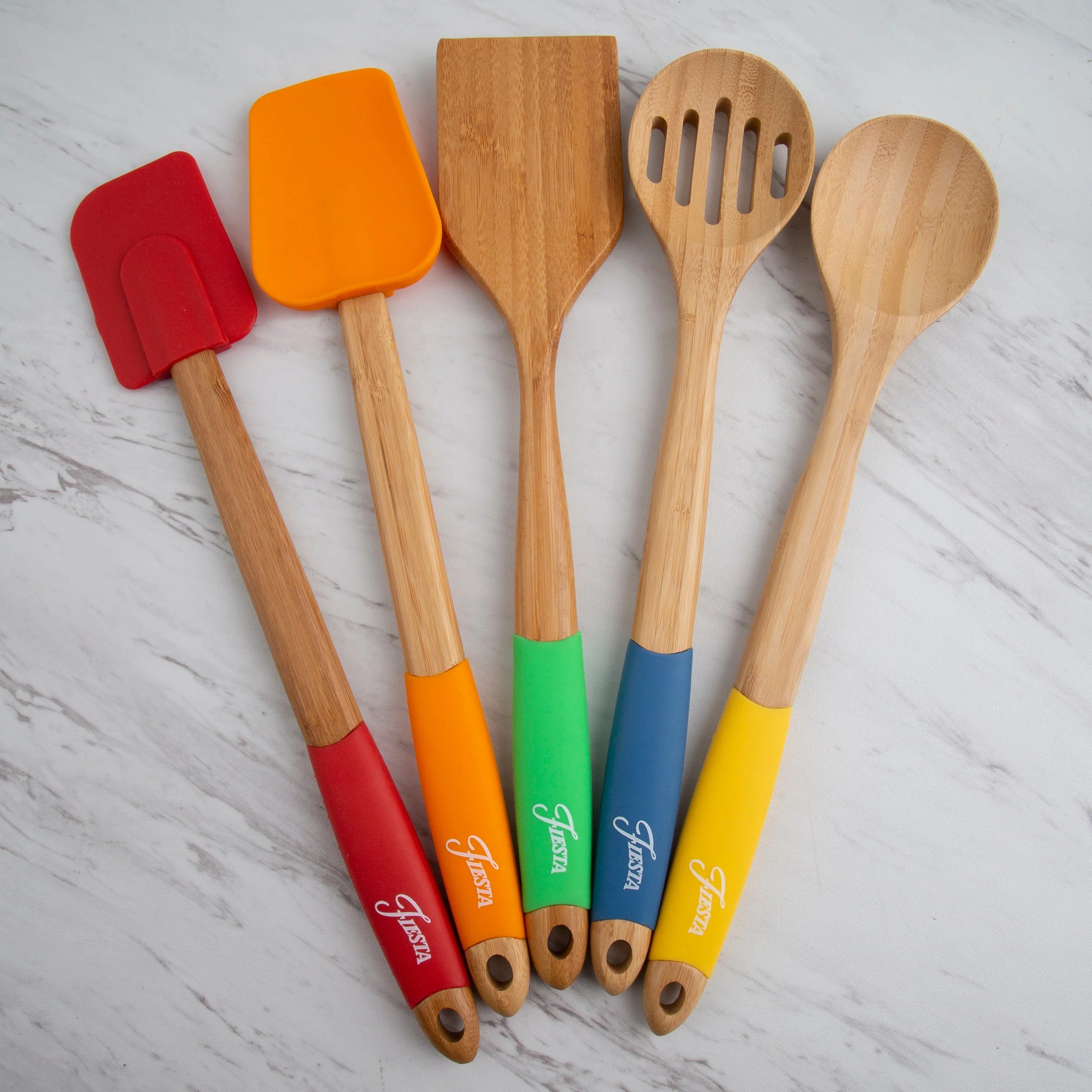 Fiesta Bamboo 5-Piece Silicone Utensil Set - Image 3