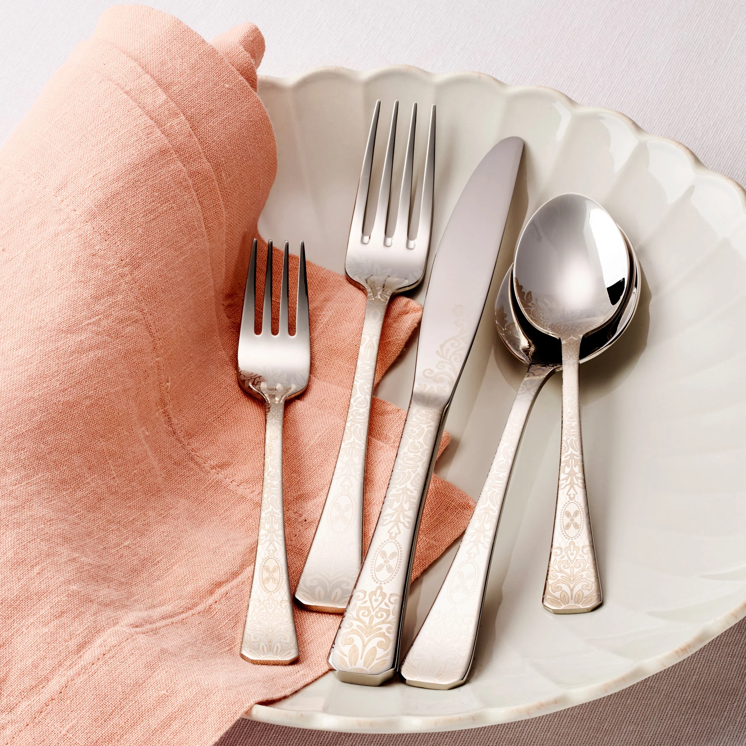 Floral Etch 5-Piece Place Setting - Image 2