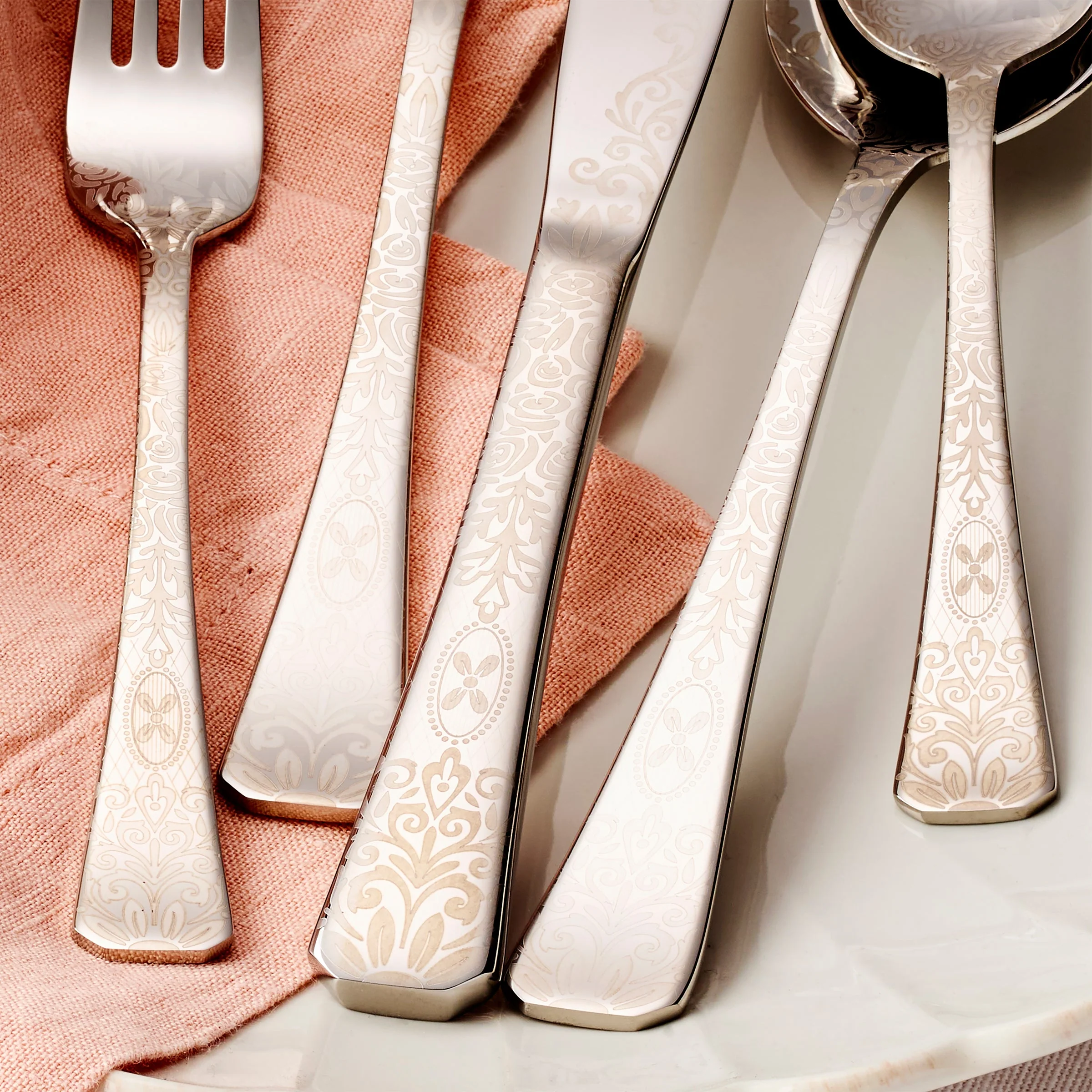 Floral Etch 5-Piece Place Setting - Image 3