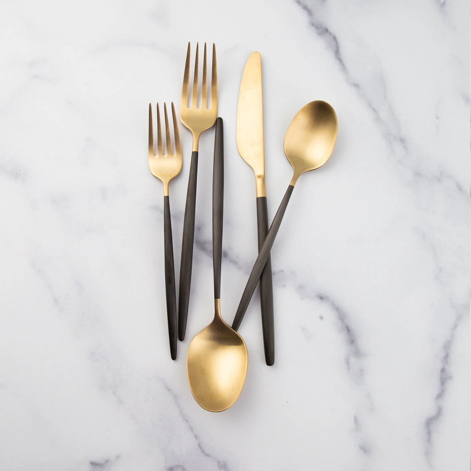 Gaze Black Champagne Satin 20-Piece Flatware Set - Image 5