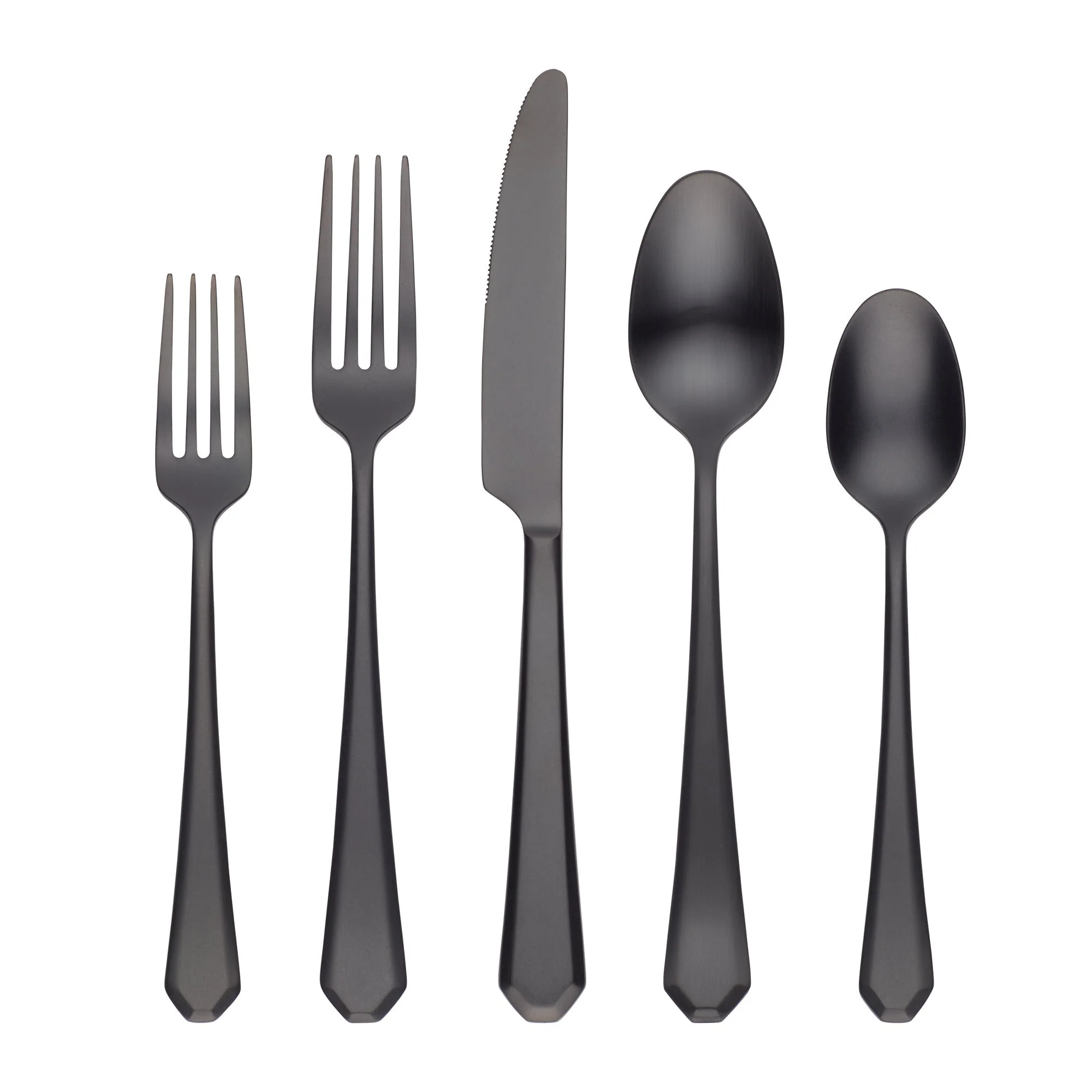 Geo Black Satin 20-Piece Flatware Set - Image 2
