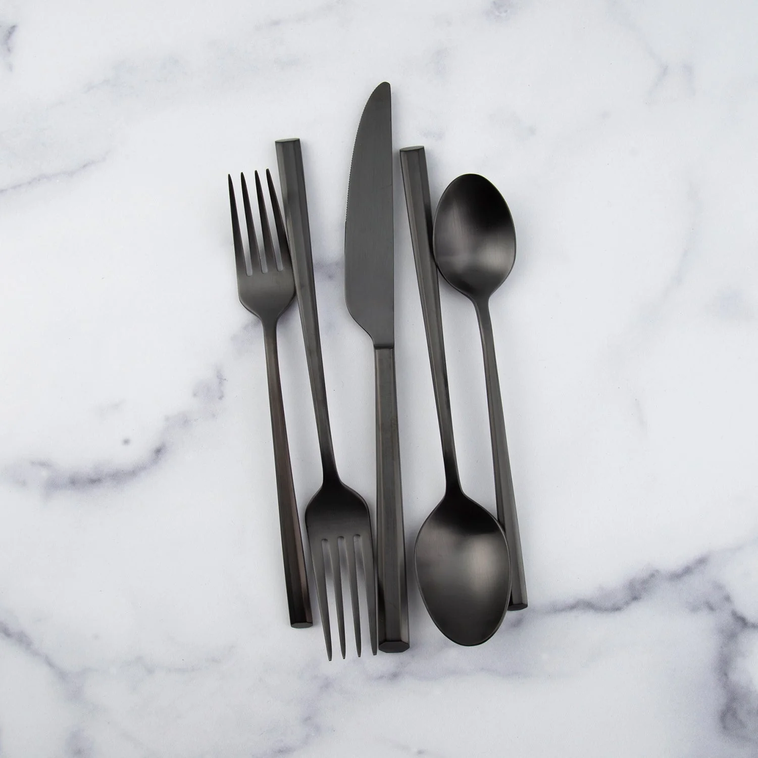 Isobel Black Satin 20-Piece Flatware Set - Image 5
