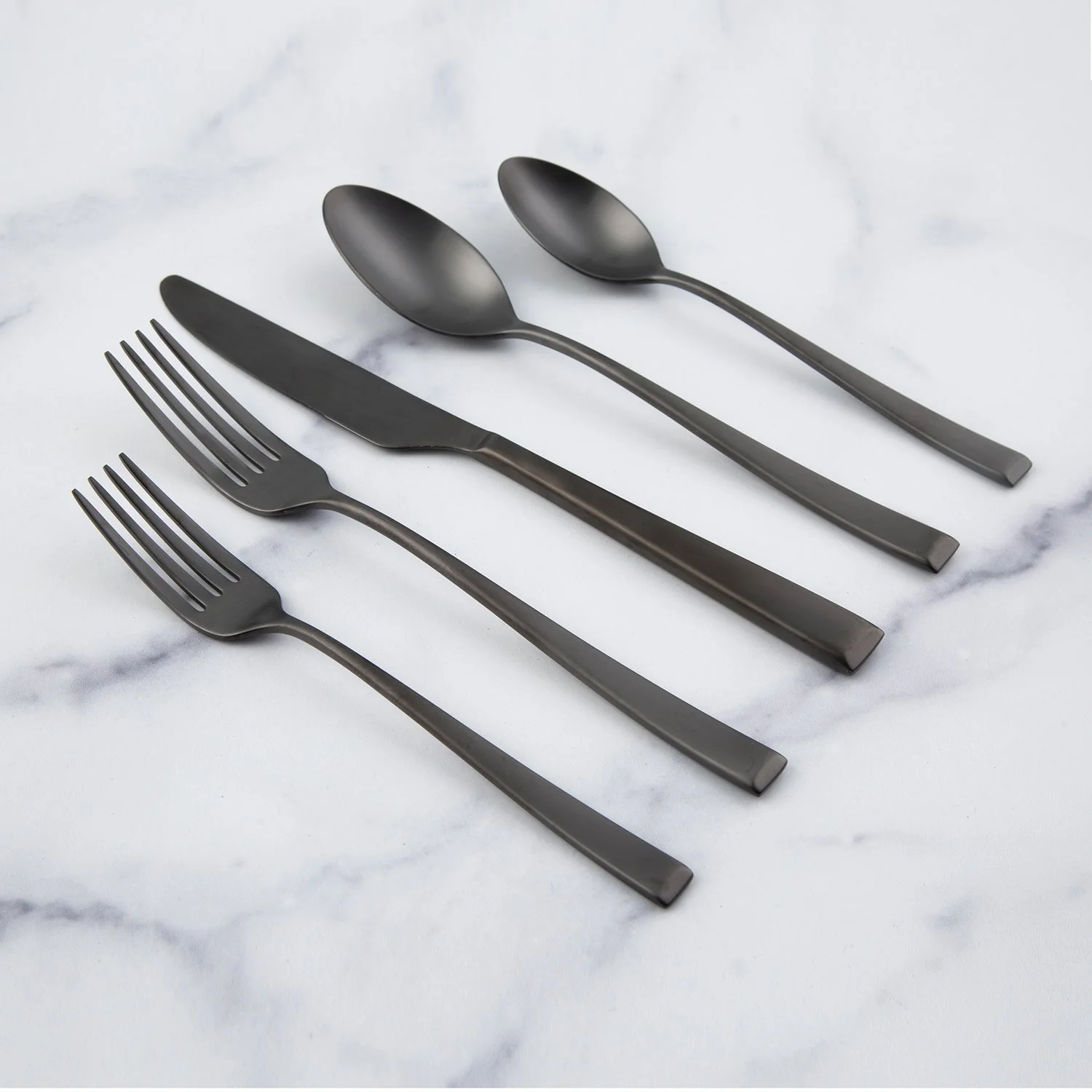 Marlise Black Satin 20-Piece Flatware Set - Image 3