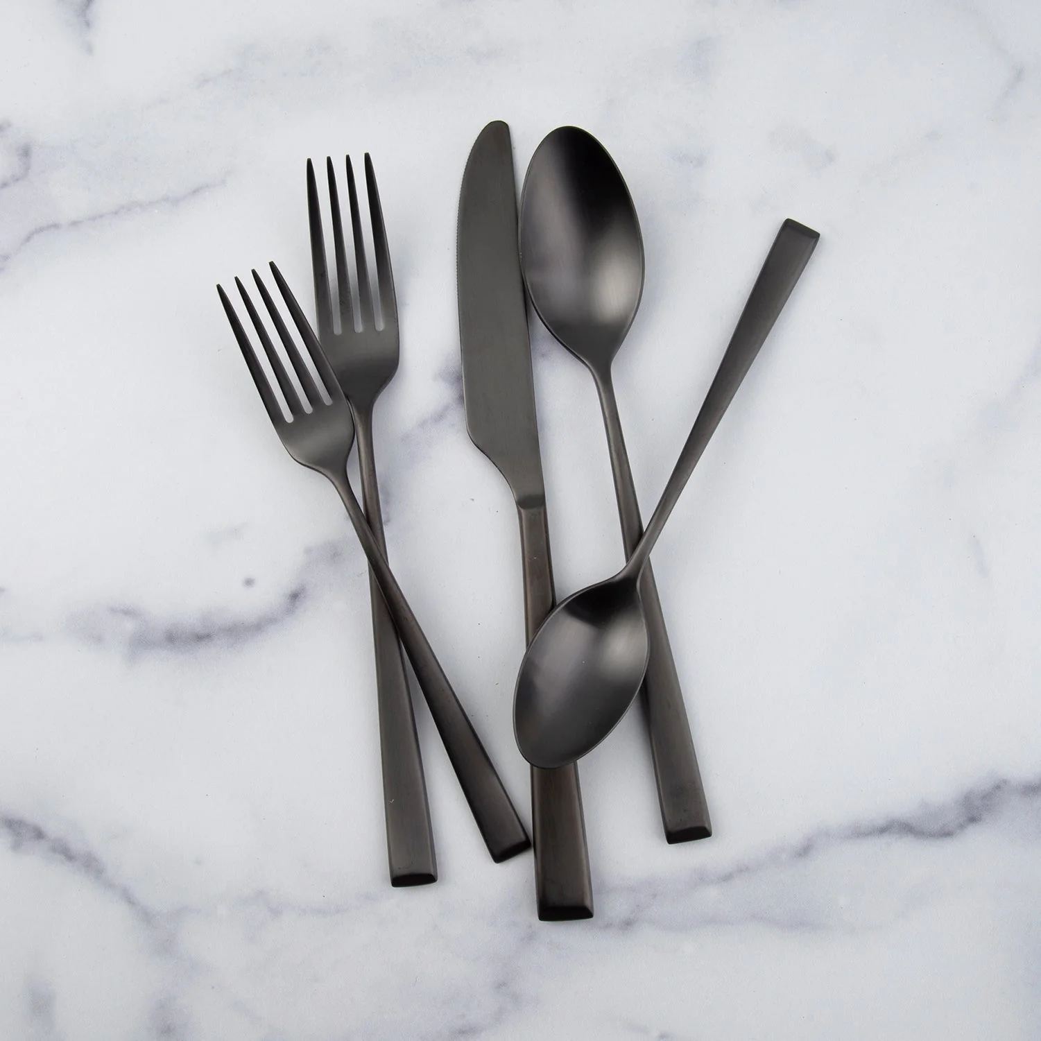 Marlise Black Satin 20-Piece Flatware Set - Image 5
