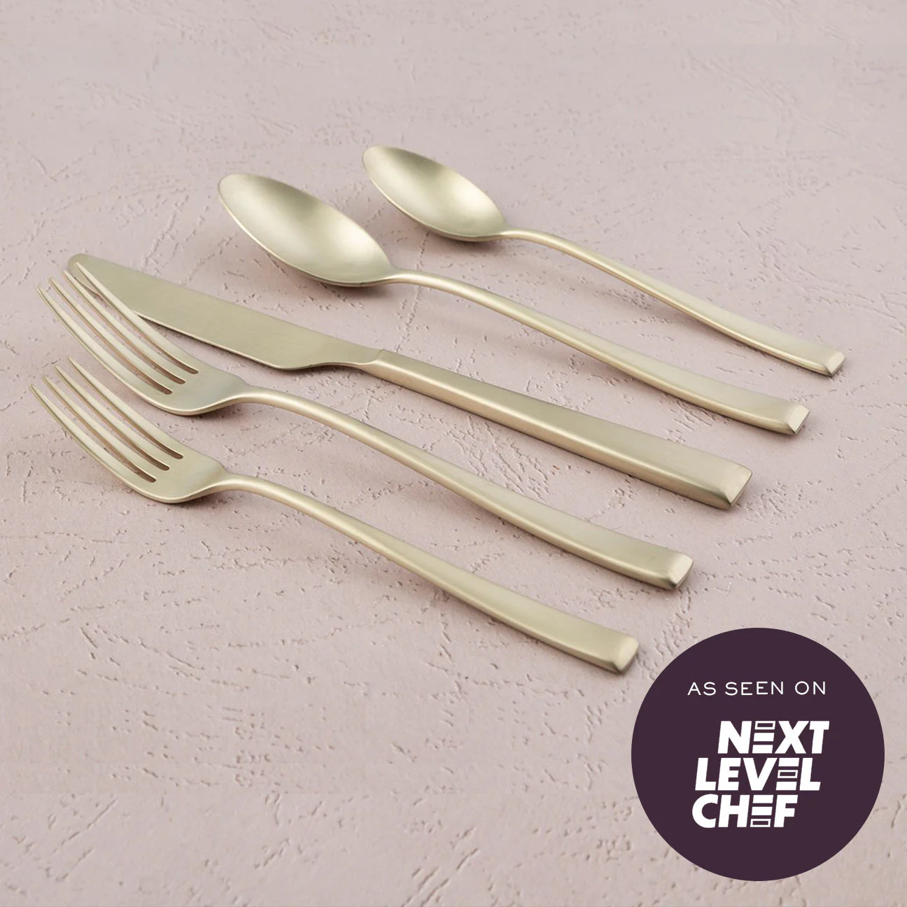 Marlise Champagne Satin 20-Piece Flatware Set - Image 2