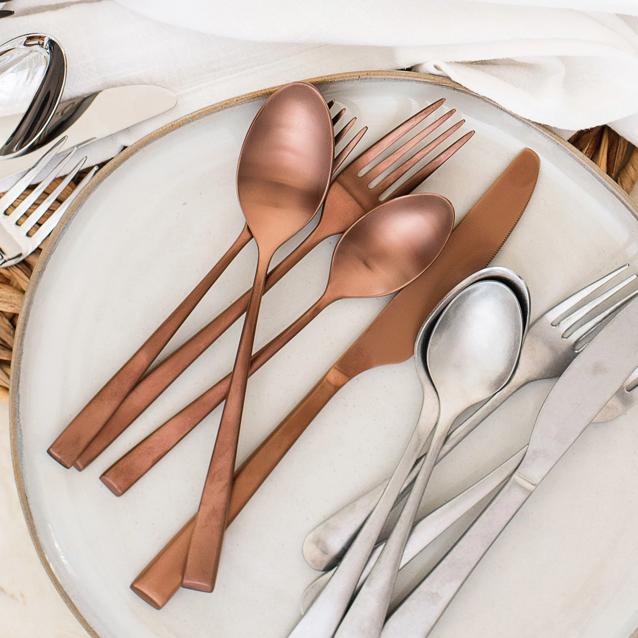 Marlise Copper Satin 20-Piece Flatware Set - Image 6