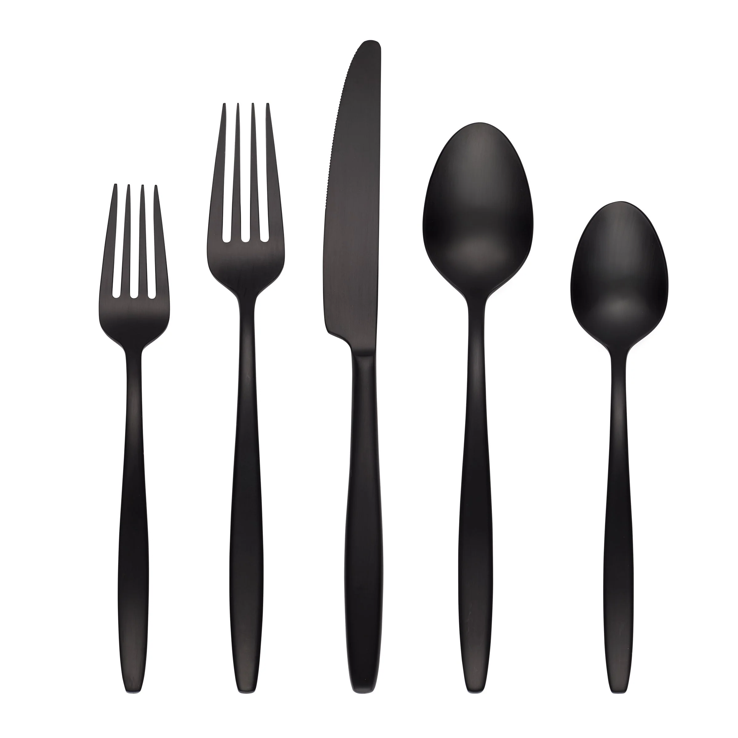 Nylah Black Satin 20-Piece Flatware Set